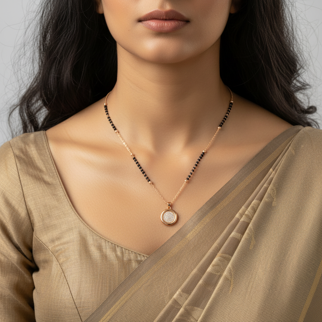 Classic Halo Disc Mangalsutra Necklace