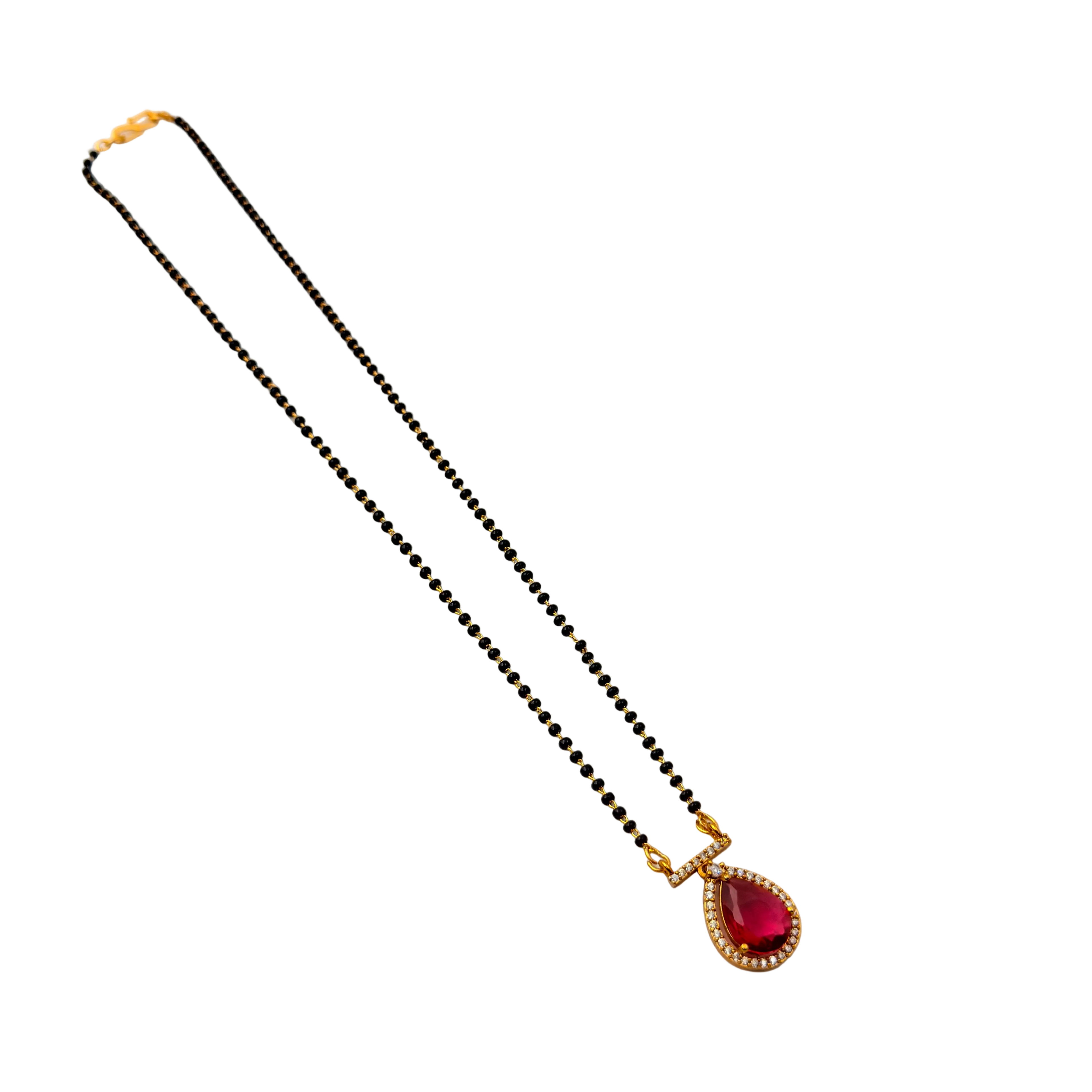 Ruby Drop Halo Mangalsutra Necklace