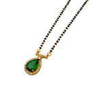 Emerald Drop Halo Mangalsutra Necklace