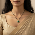 Emerald Drop Halo Mangalsutra Necklace