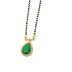 Emerald Drop Halo Mangalsutra Necklace