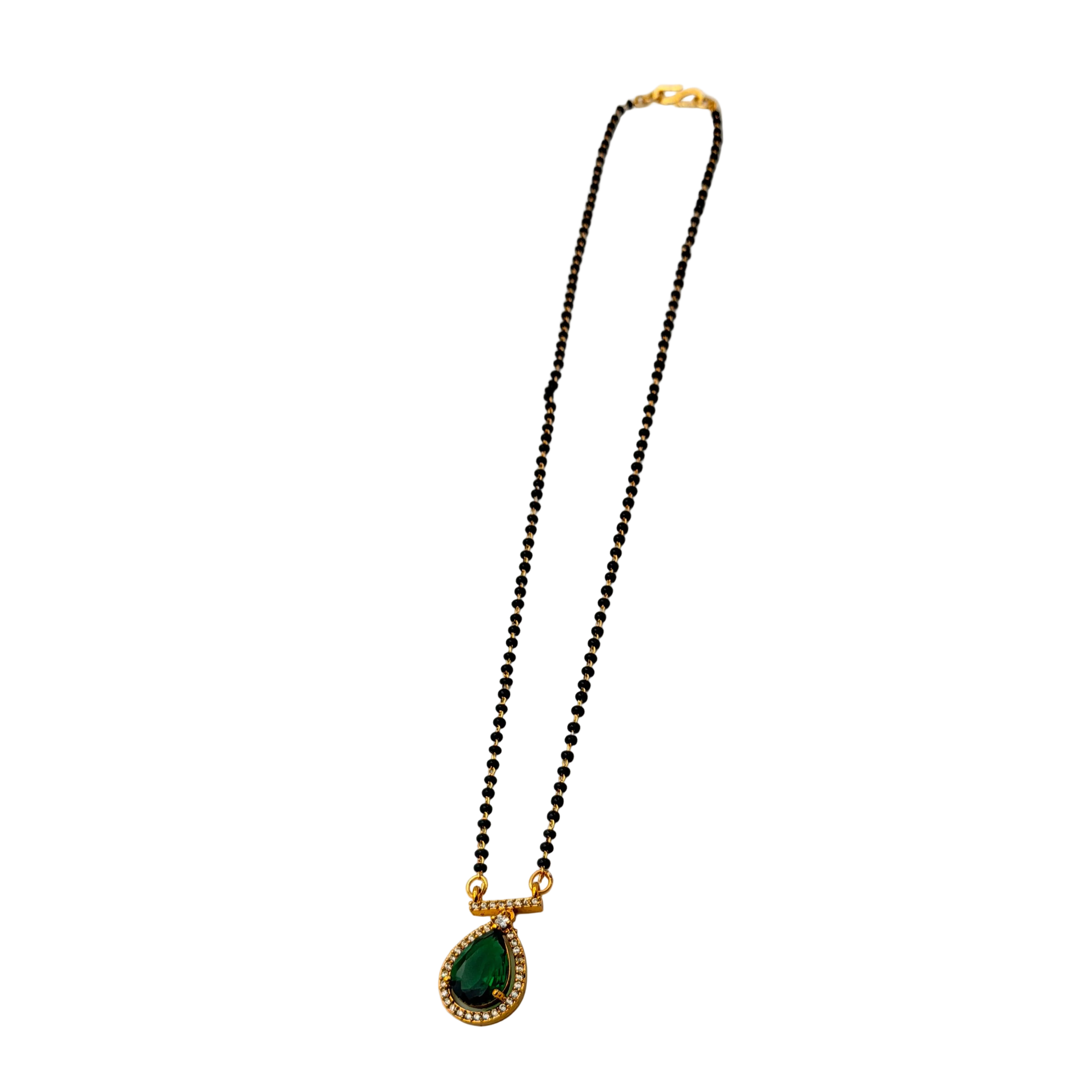 Emerald Drop Halo Mangalsutra Necklace