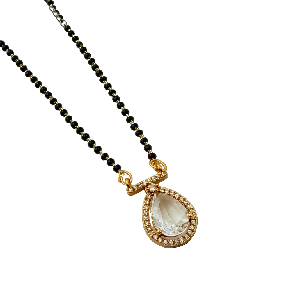 Crystal Teardrop Halo Mangalsutra Necklace