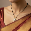 Crystal Teardrop Halo Mangalsutra Necklace