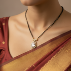Crystal Teardrop Halo Mangalsutra Necklace