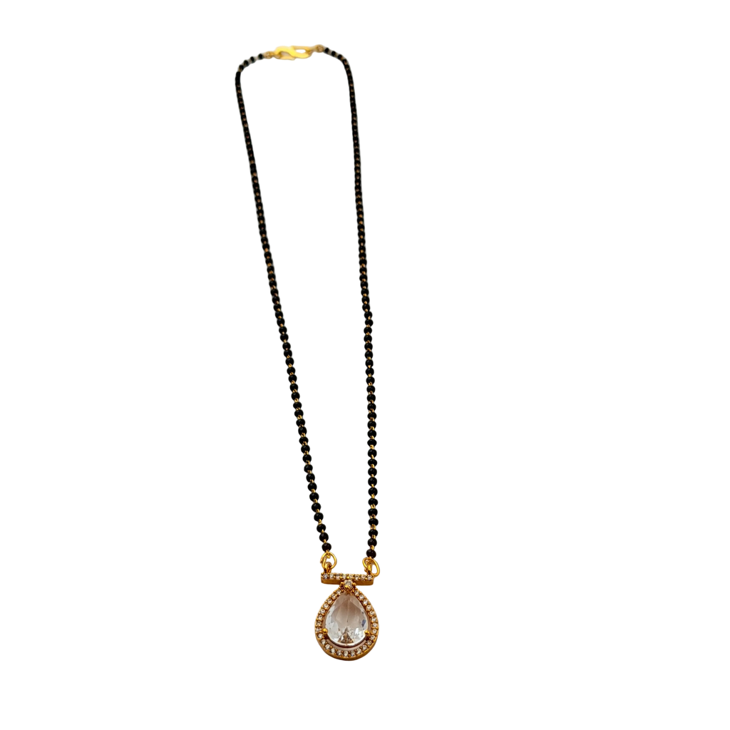 Crystal Teardrop Halo Mangalsutra Necklace