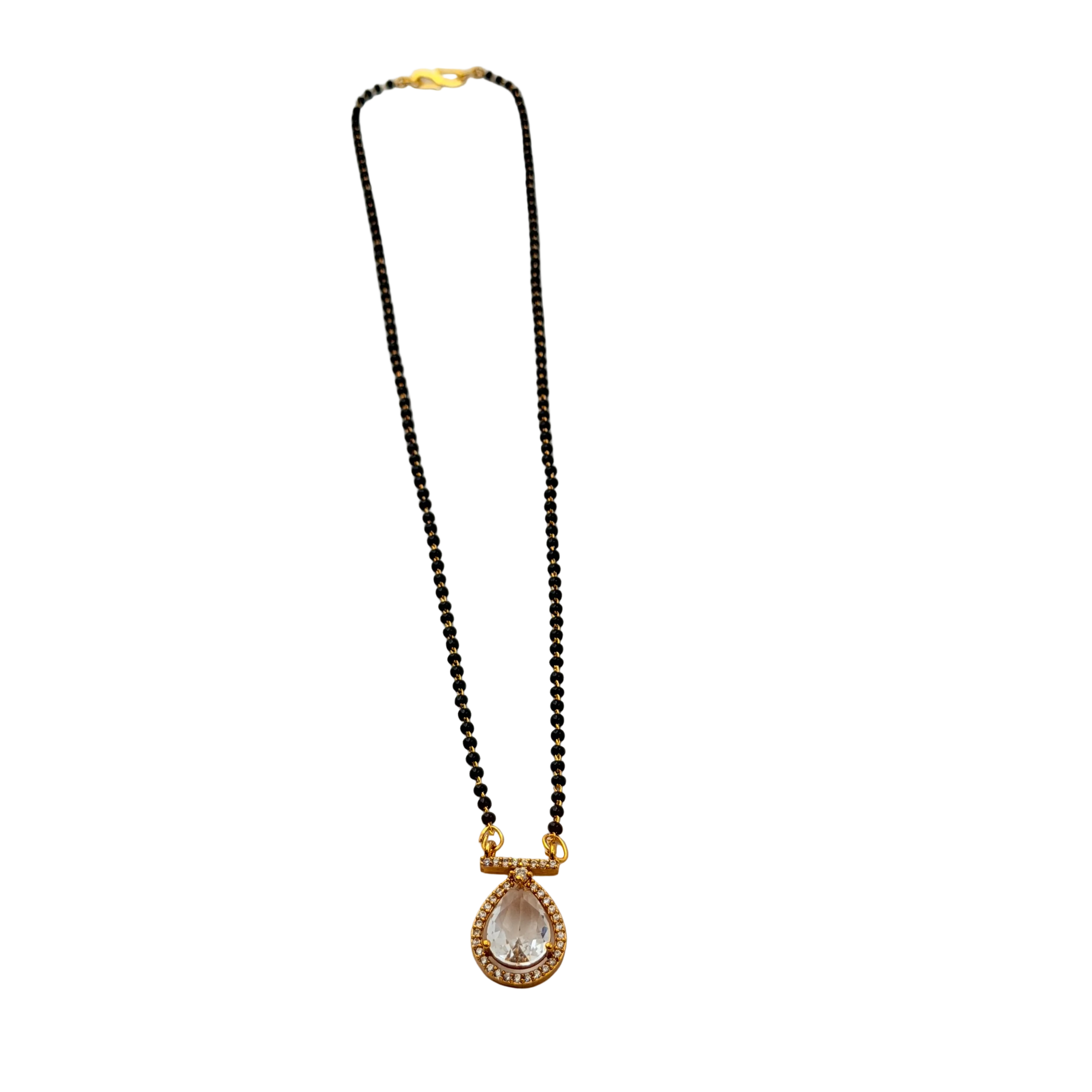 Crystal Teardrop Halo Mangalsutra Necklace