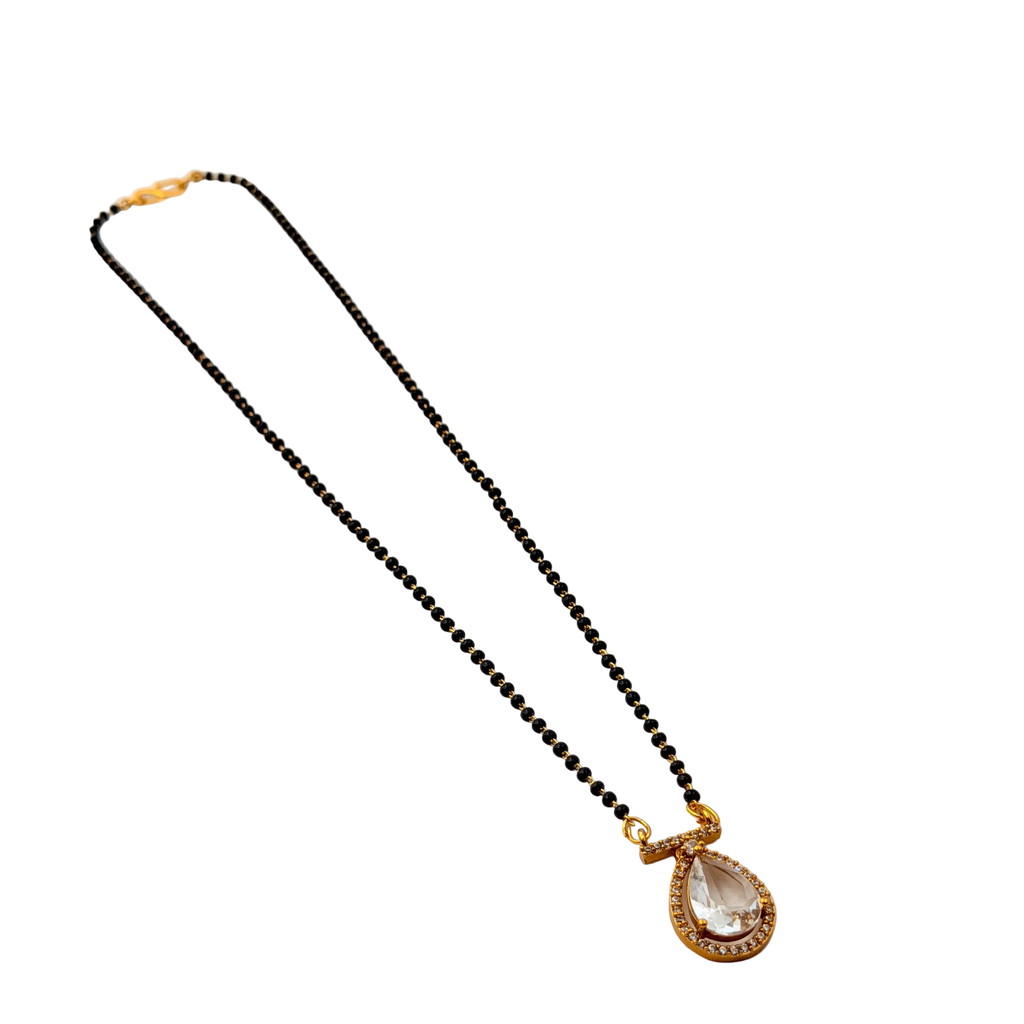 Crystal Teardrop Halo Mangalsutra Necklace