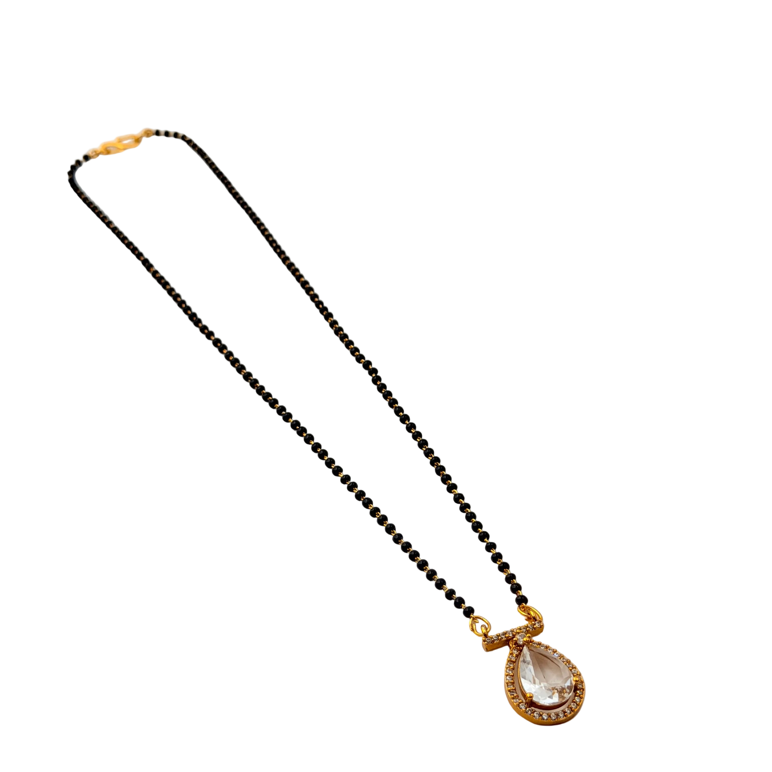 Crystal Teardrop Halo Mangalsutra Necklace