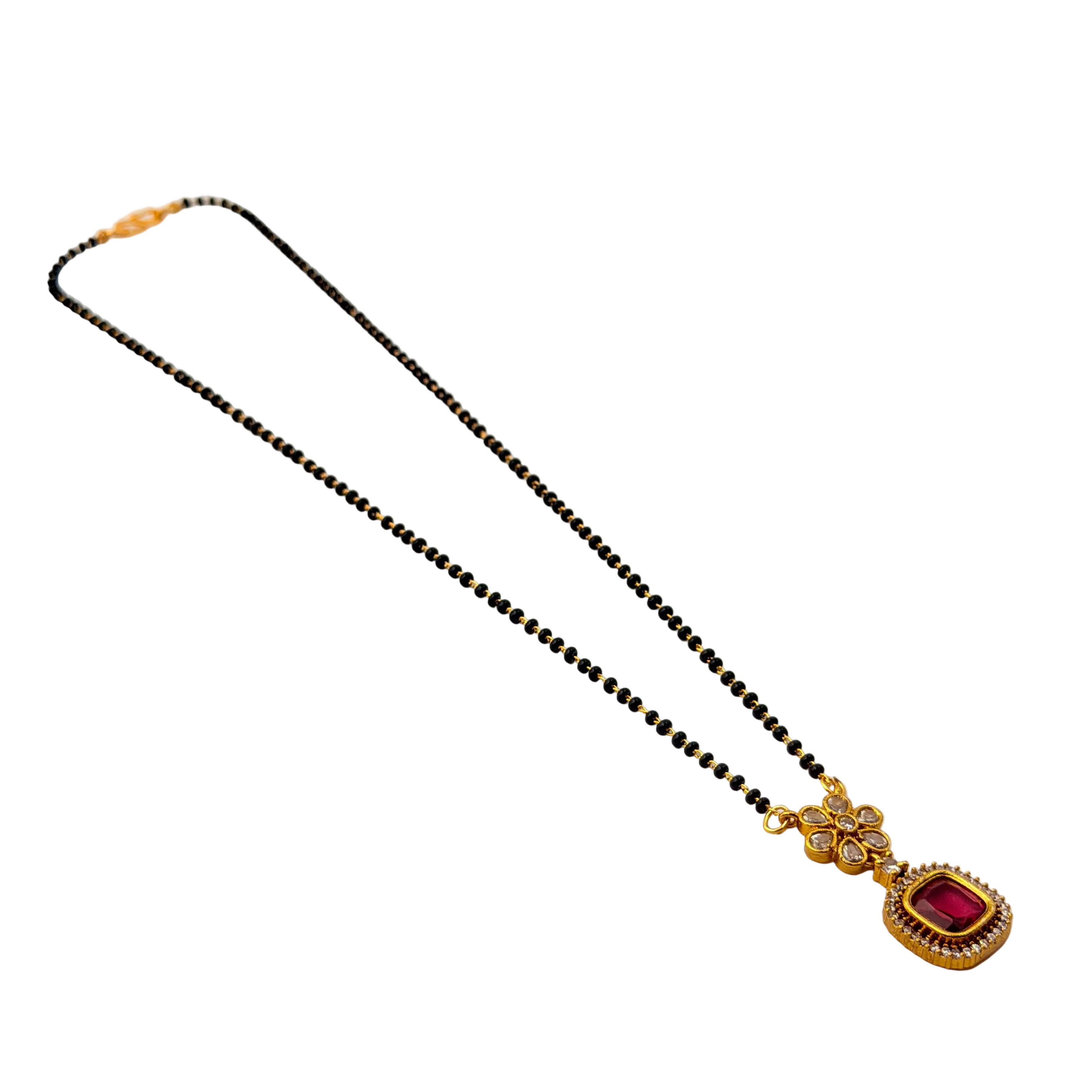Floral Ruby Halo Mangalsutra Necklace