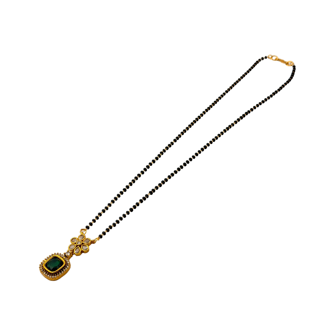 Floral Emerald Halo Mangalsutra Necklace