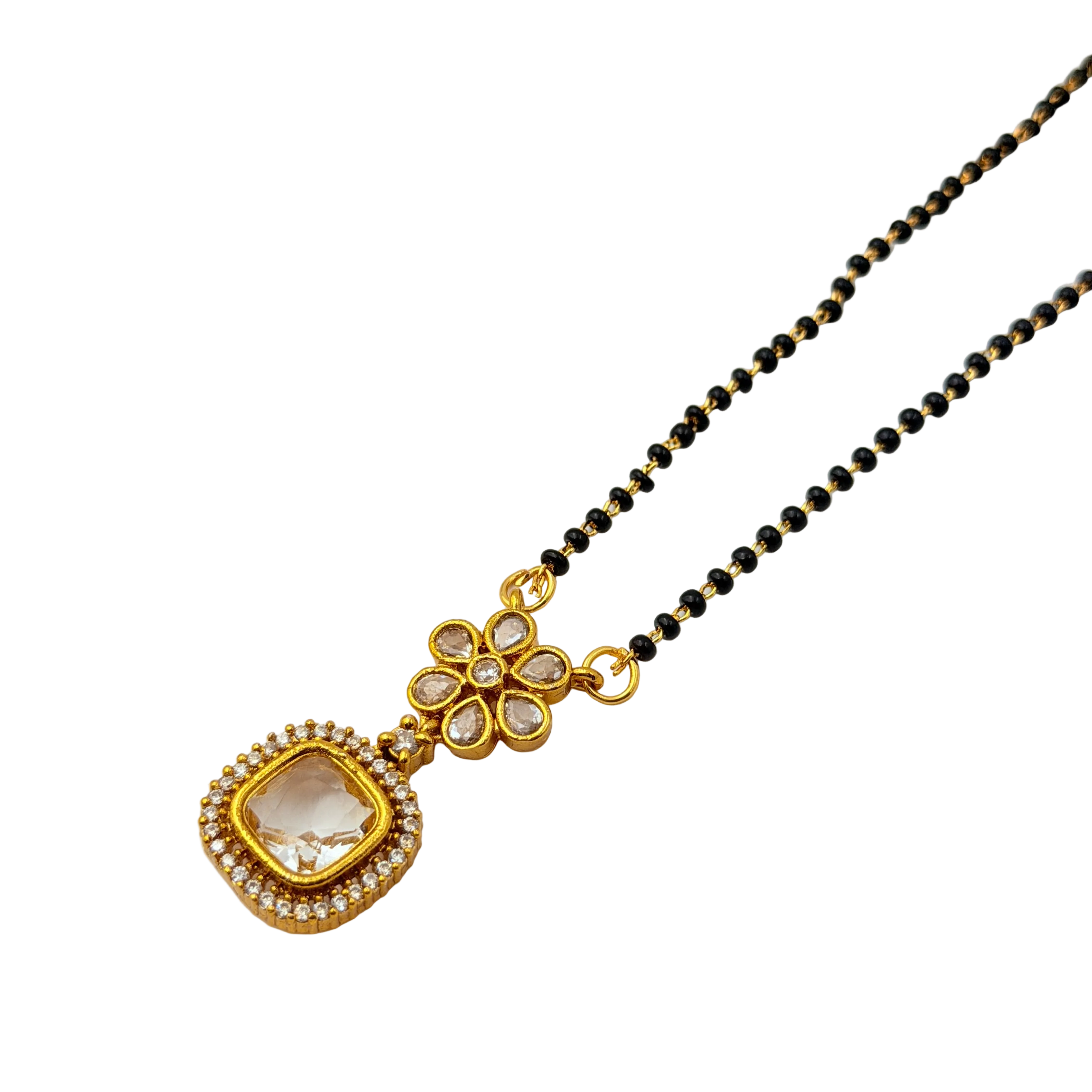 Floral Champagne Halo Mangalsutra Necklace