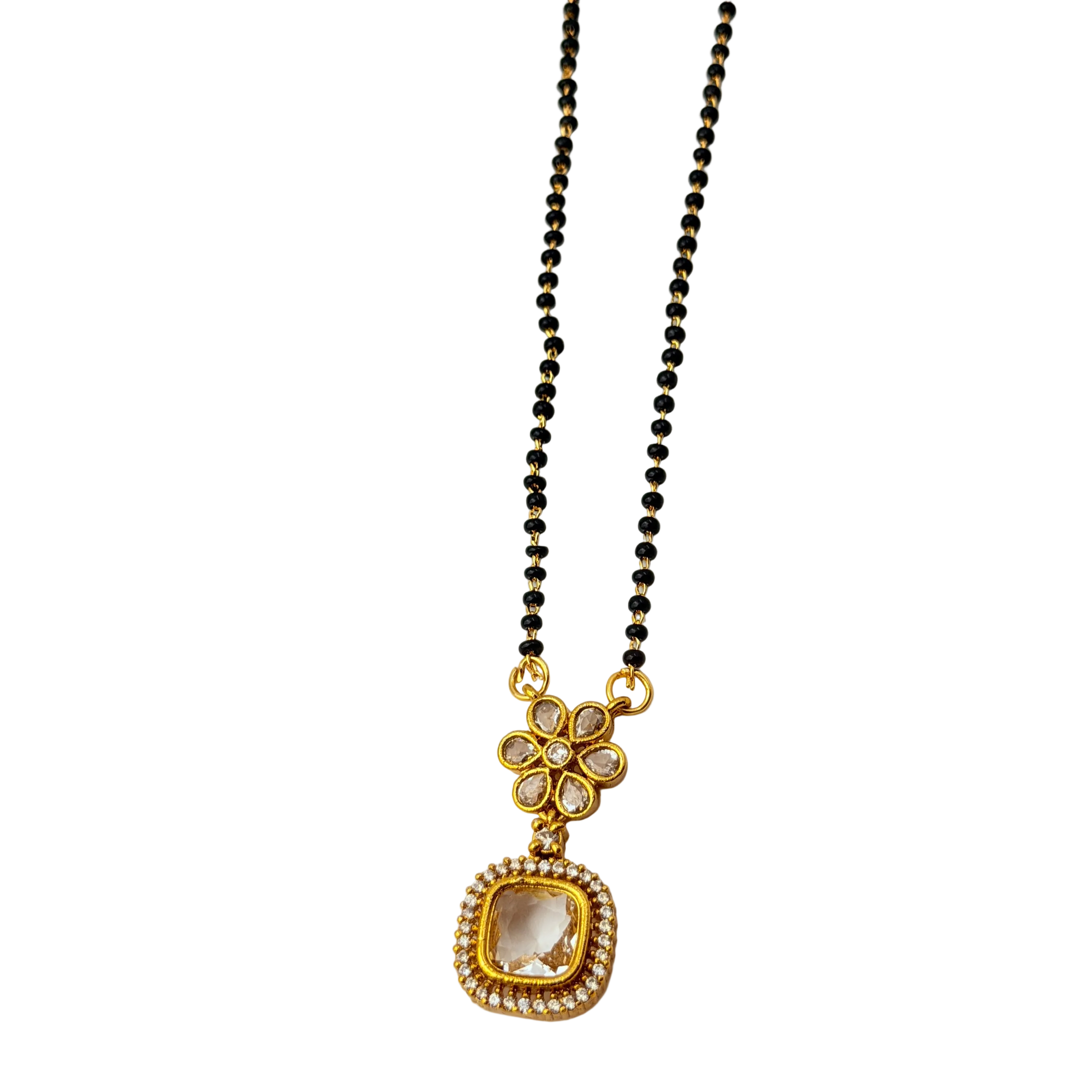 Floral Champagne Halo Mangalsutra Necklace