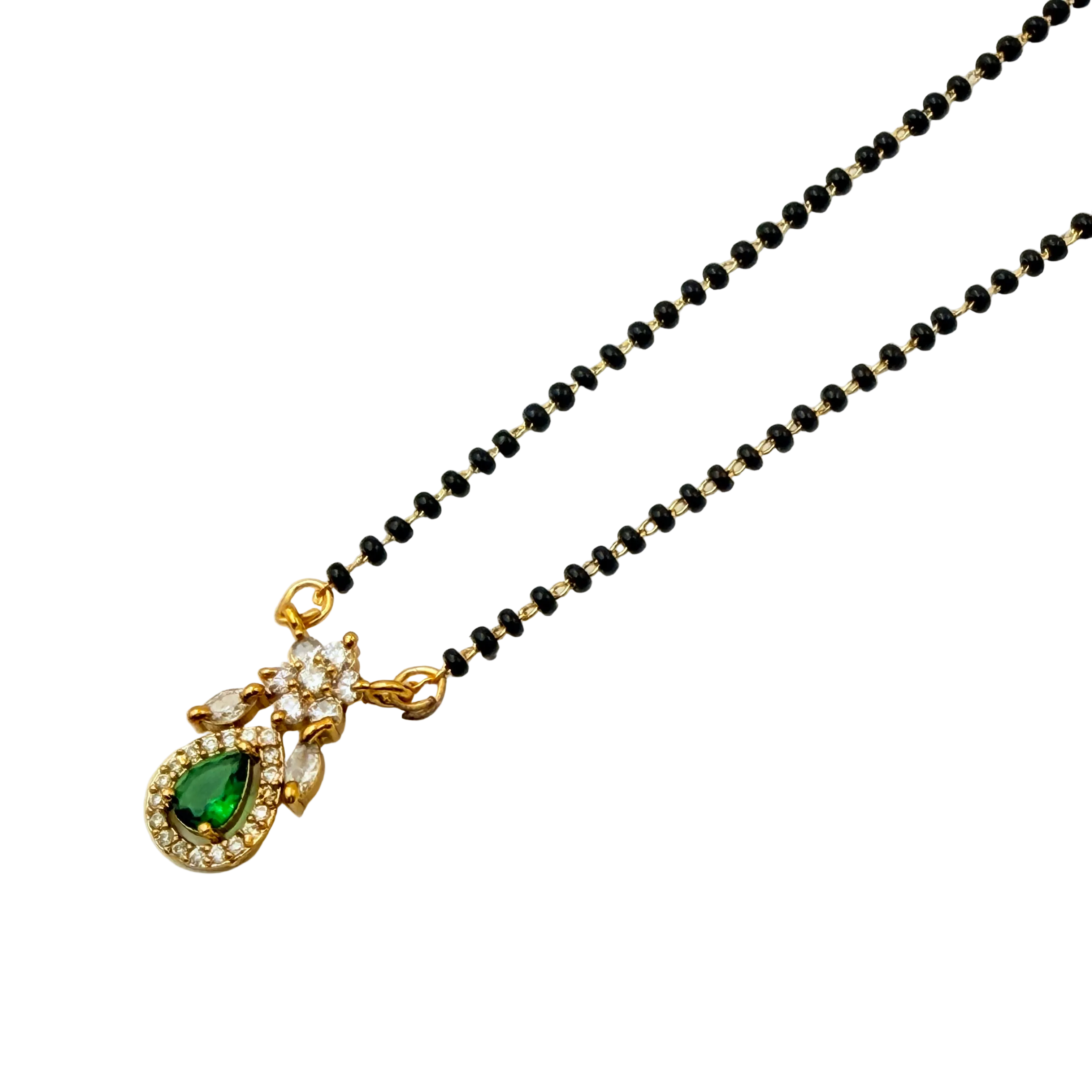 Emerald Bloom Drop Mangalsutra Necklace