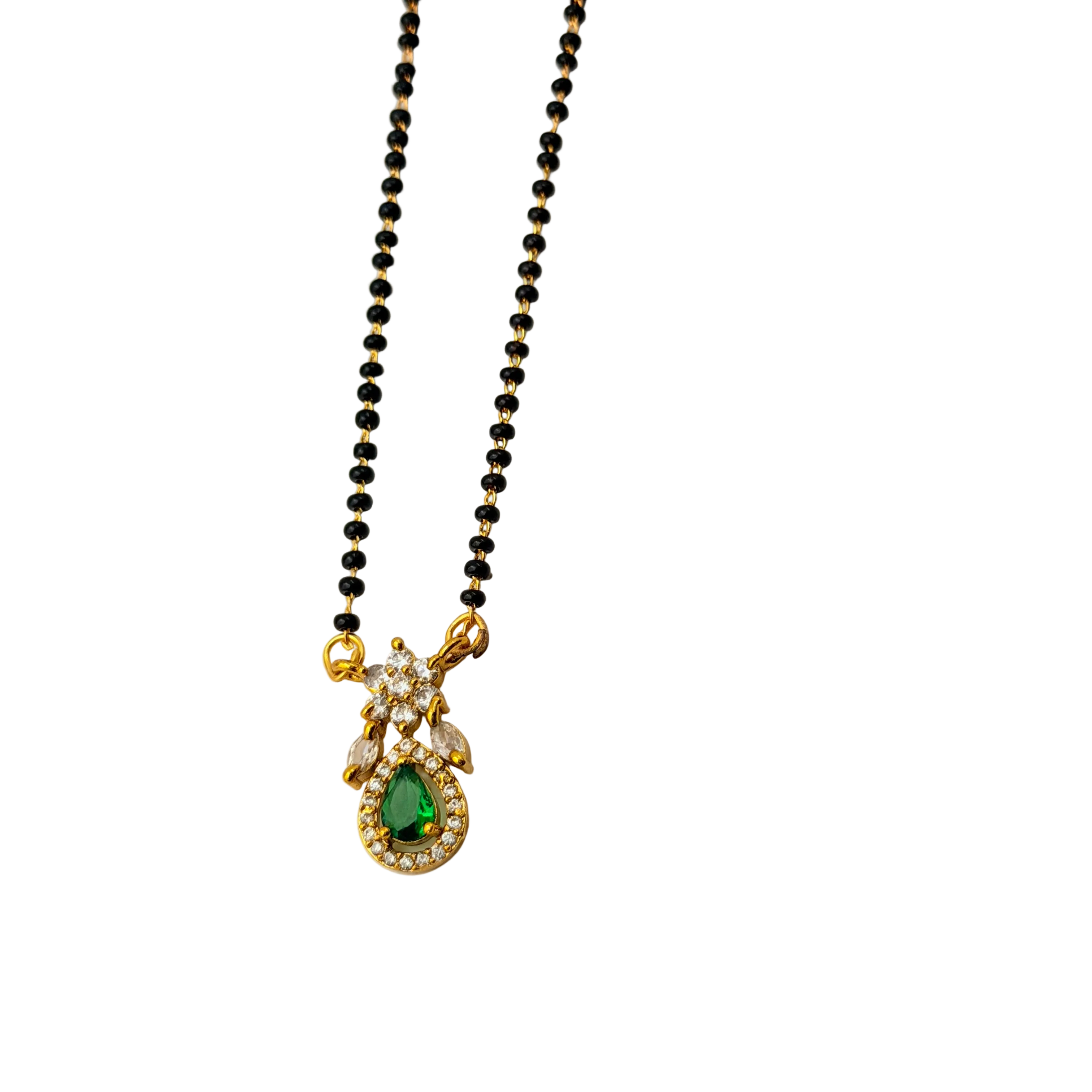 Emerald Bloom Drop Mangalsutra Necklace
