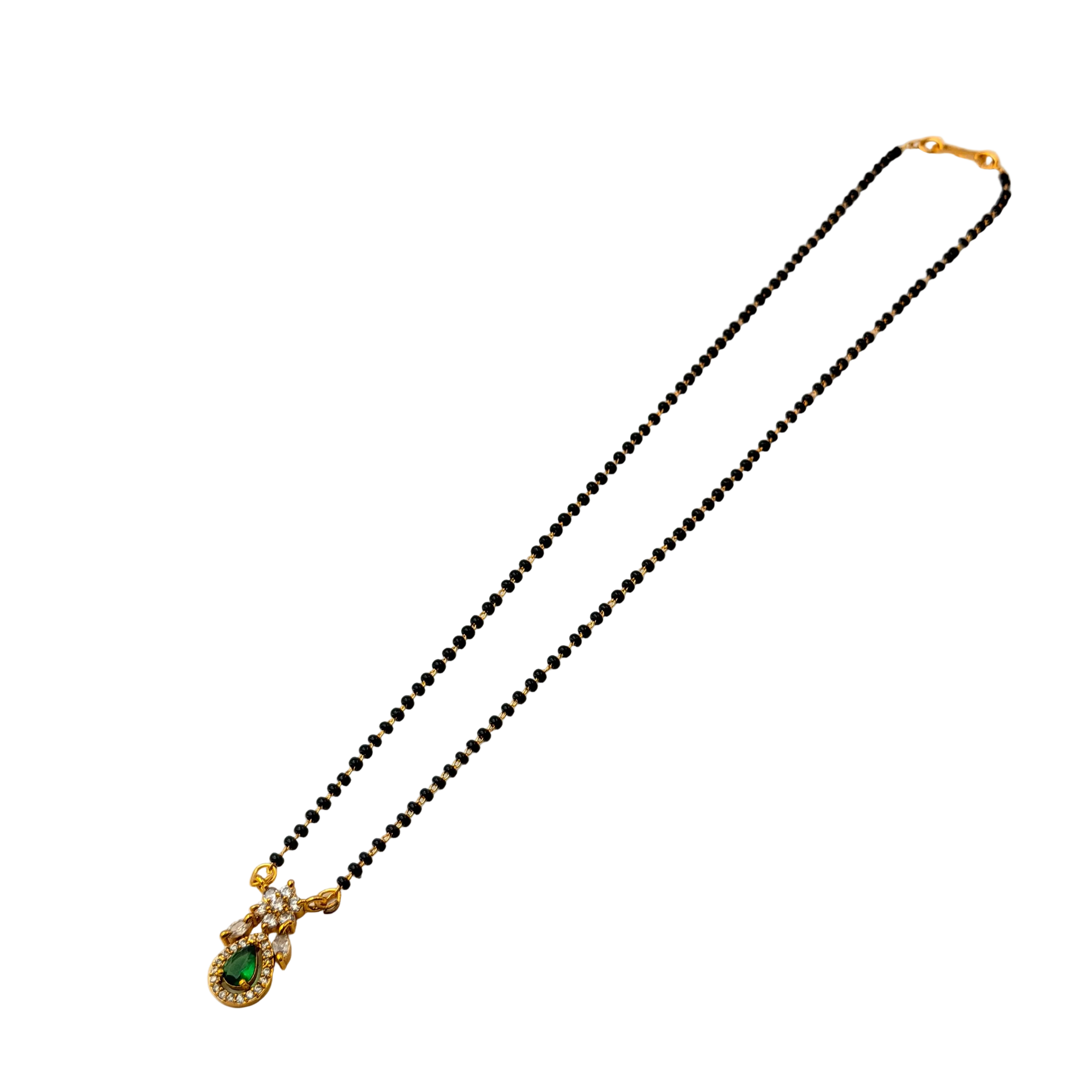 Emerald Bloom Drop Mangalsutra Necklace