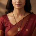 Emerald Bloom Drop Mangalsutra Necklace