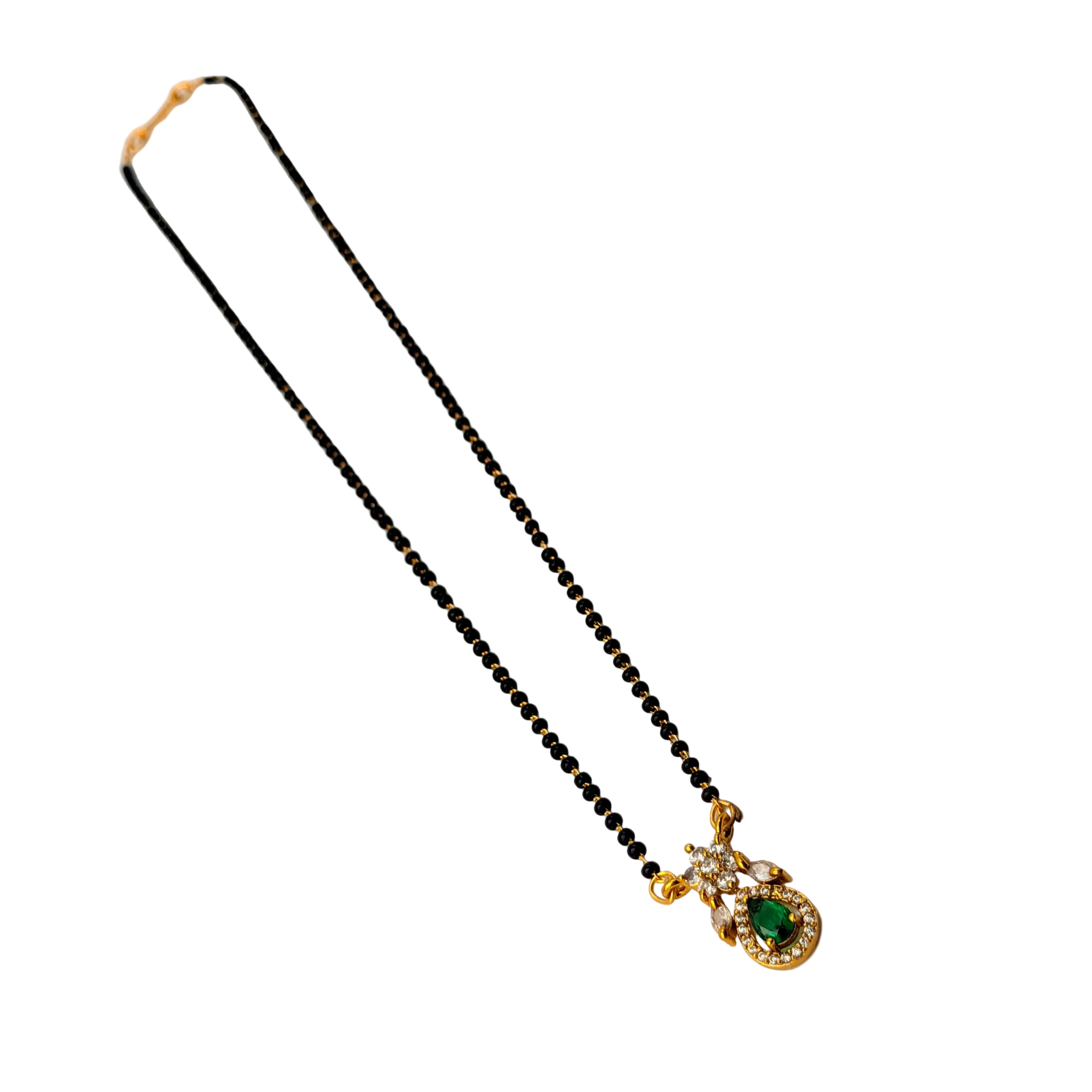 Emerald Bloom Drop Mangalsutra Necklace
