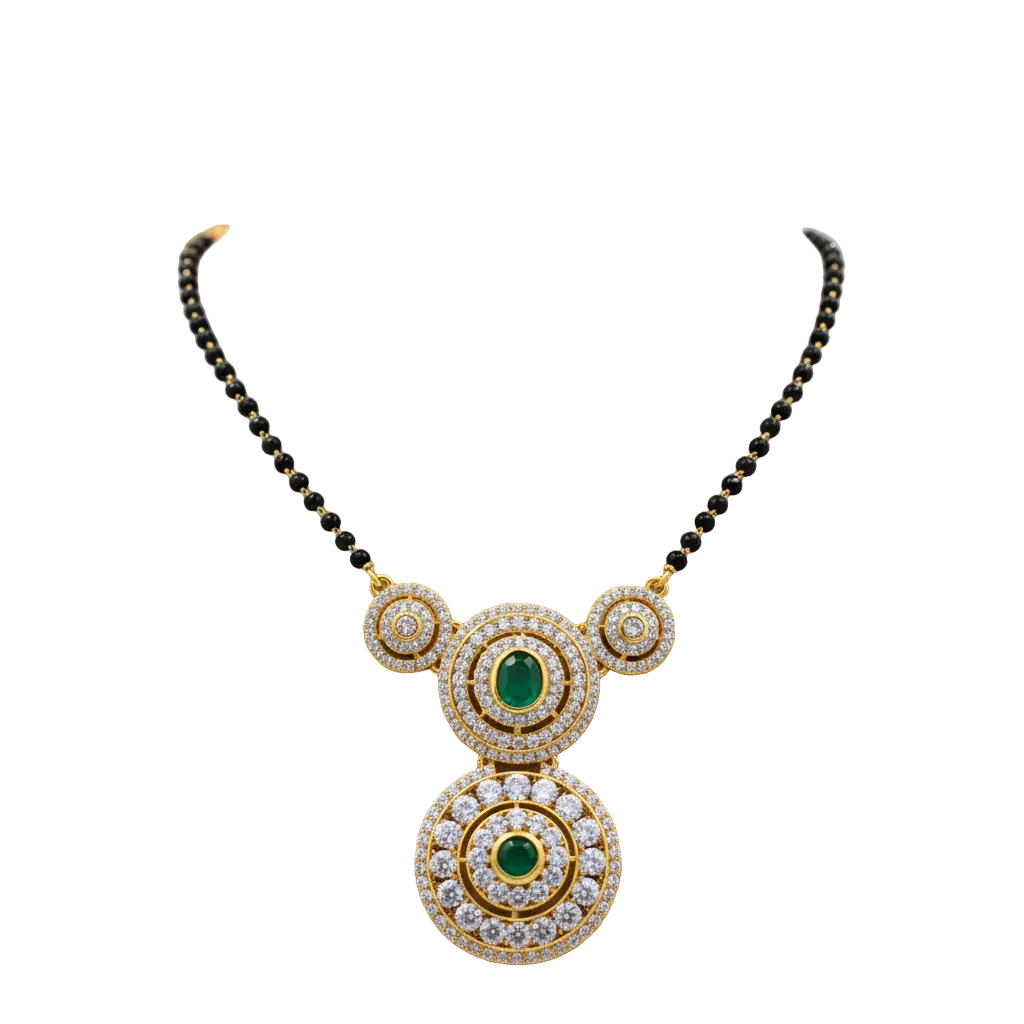 Royal Emerald Dual Peacock Mangalsutra Necklace