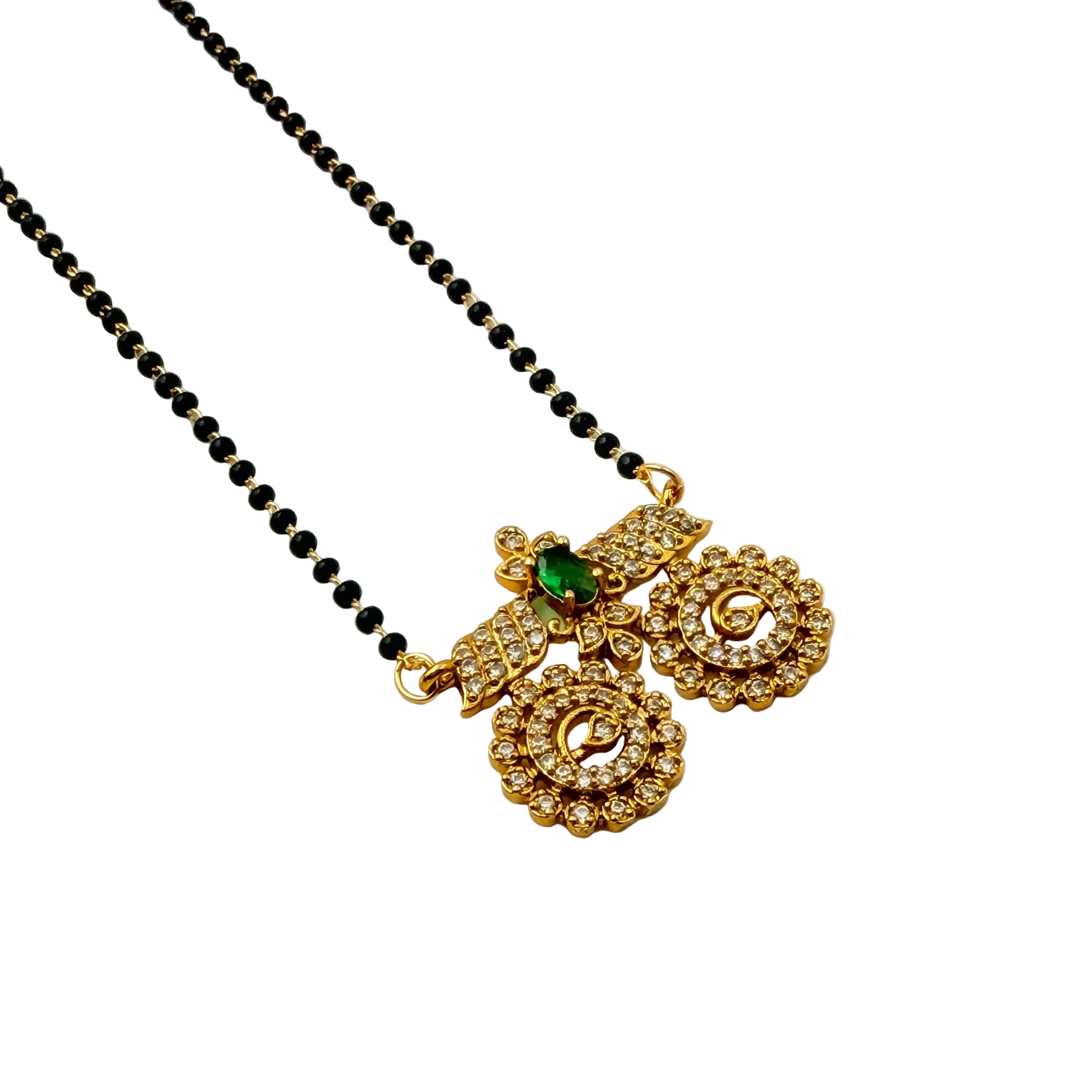 Royal Emerald Dual Peacock Mangalsutra Necklace