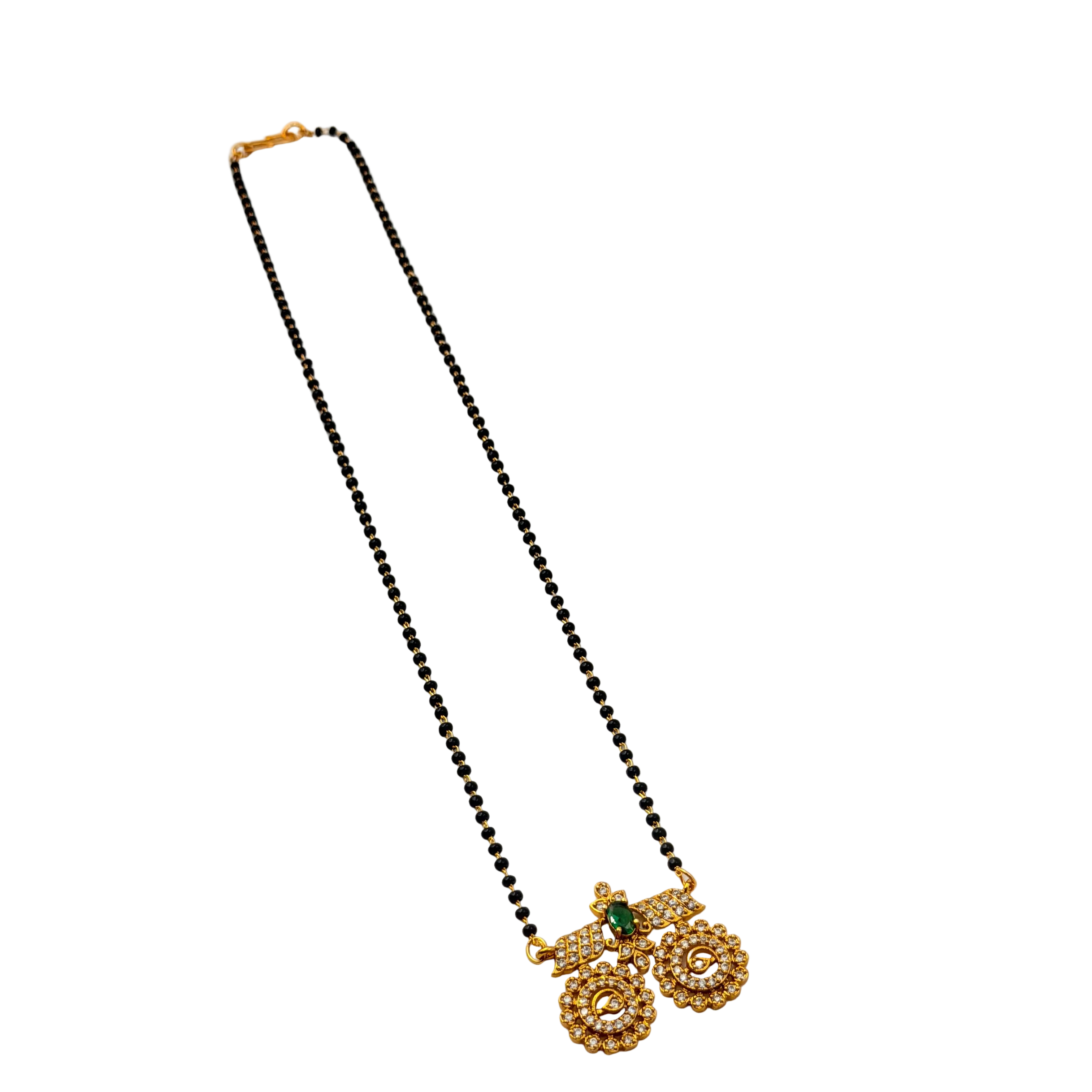 Royal Emerald Dual Peacock Mangalsutra Necklace