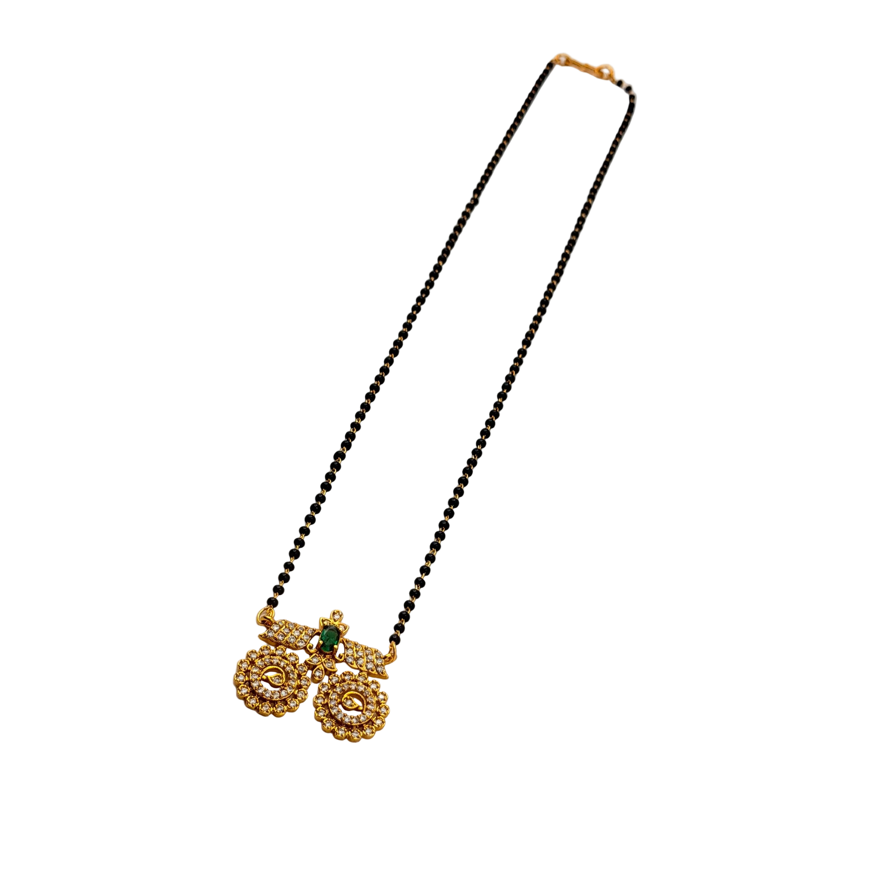 Royal Emerald Dual Peacock Mangalsutra Necklace