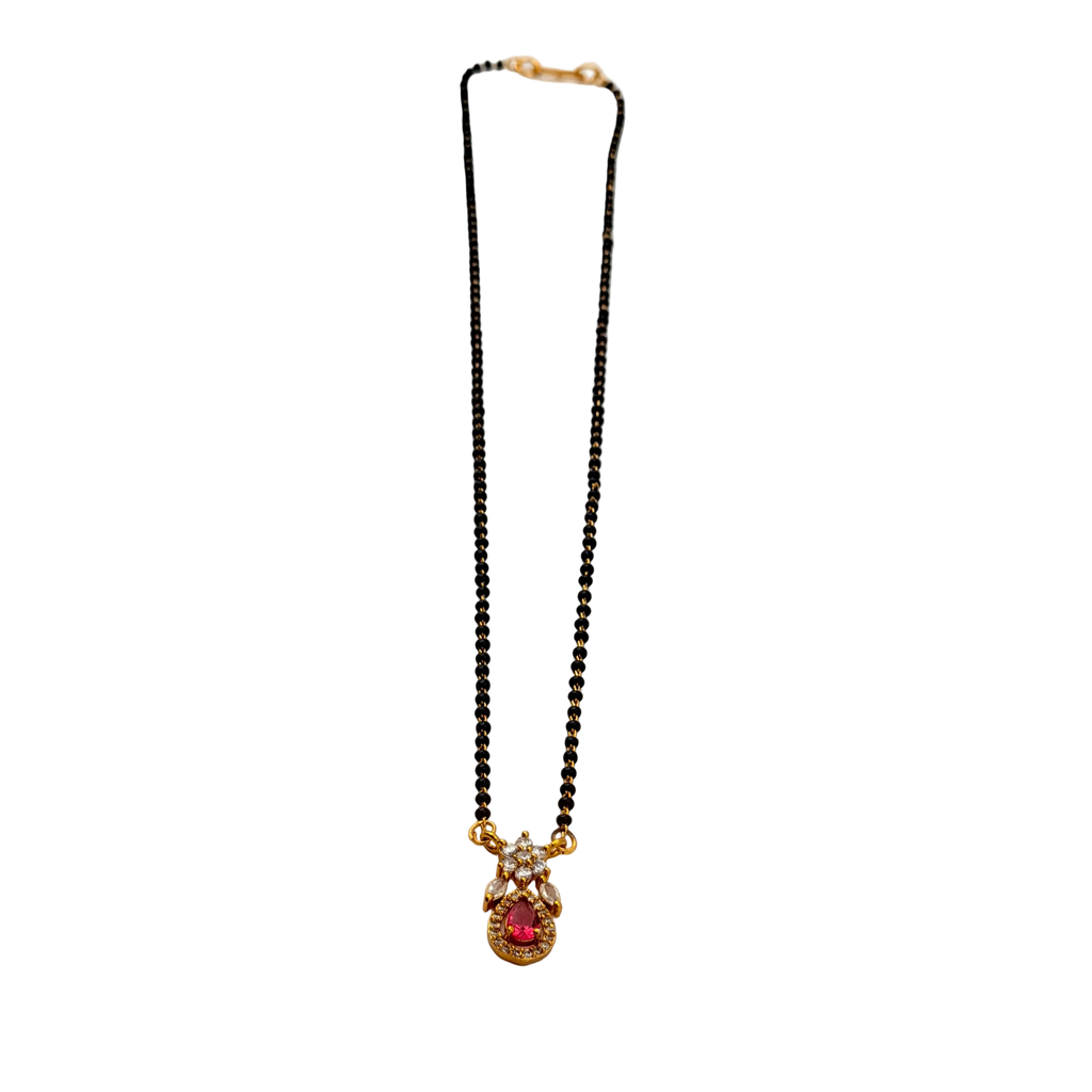 Ruby Teardrop Floral Mangalsutra Necklace