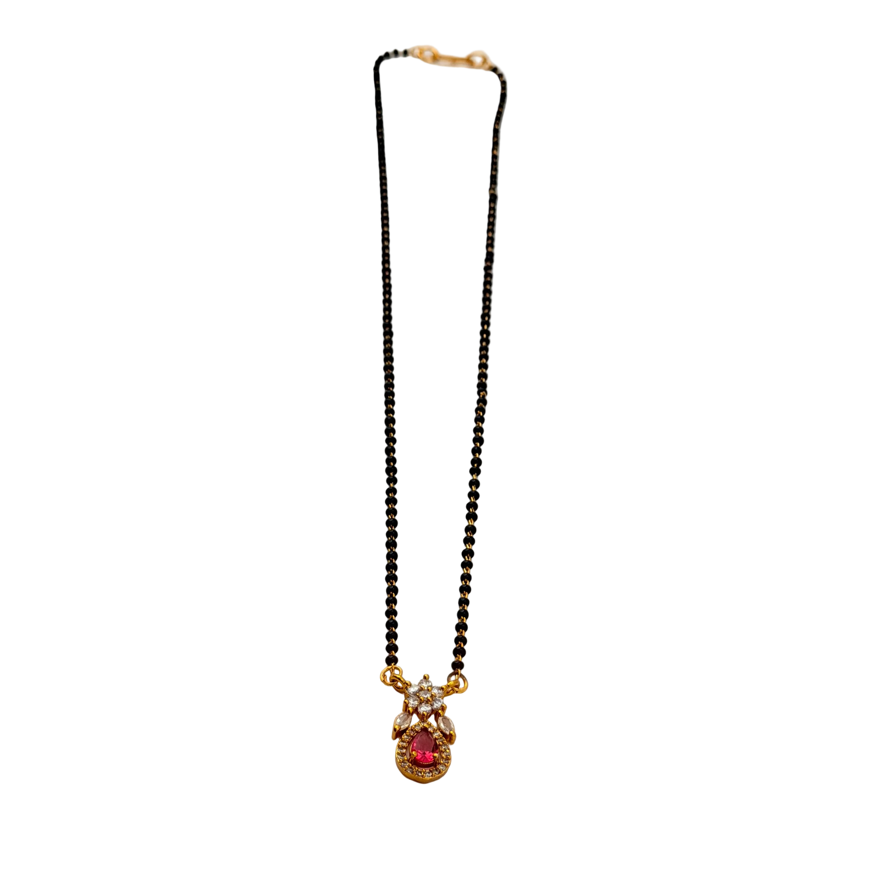 Ruby Teardrop Floral Mangalsutra Necklace
