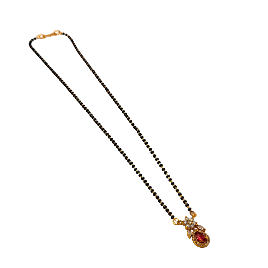 Ruby Teardrop Floral Mangalsutra Necklace