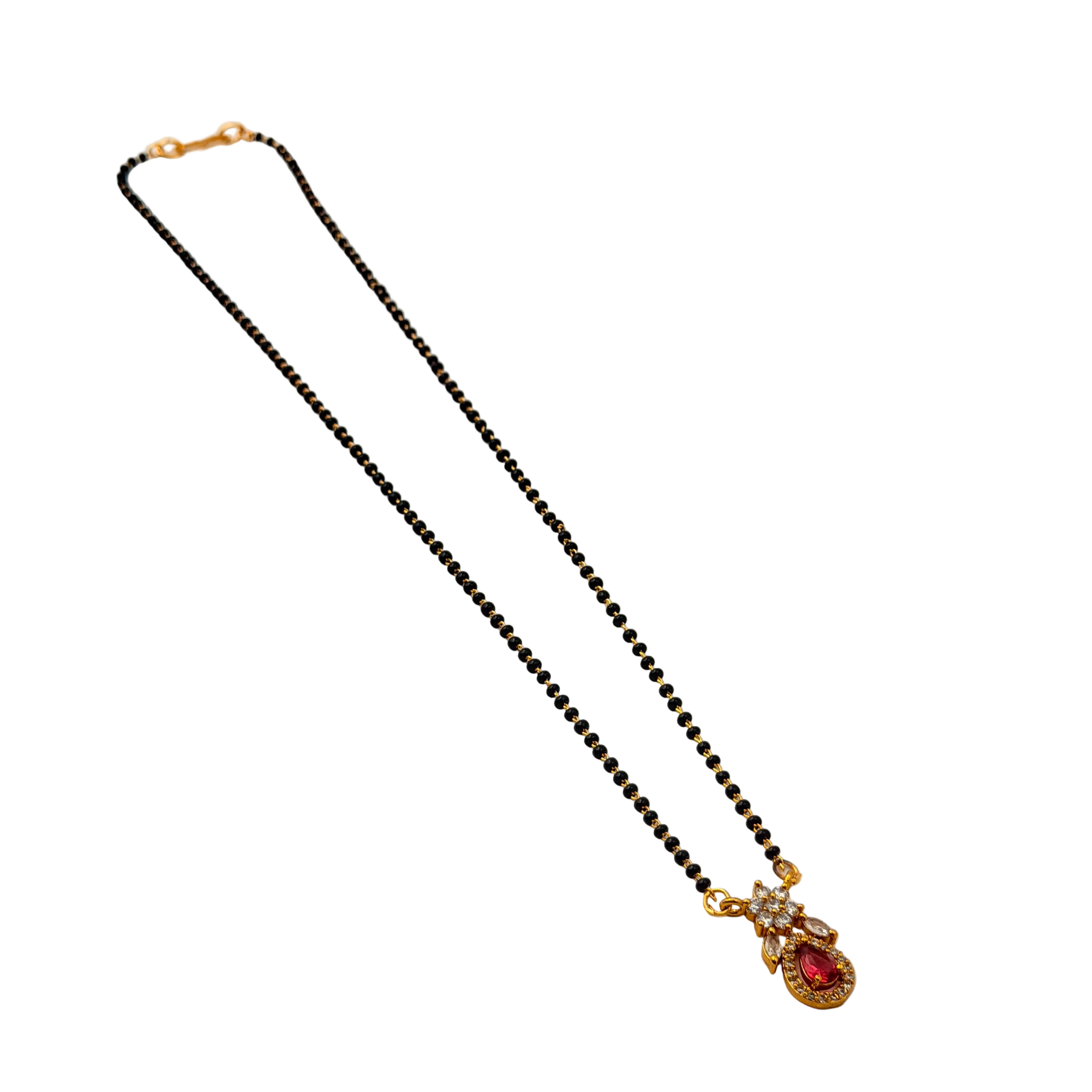 Ruby Teardrop Floral Mangalsutra Necklace