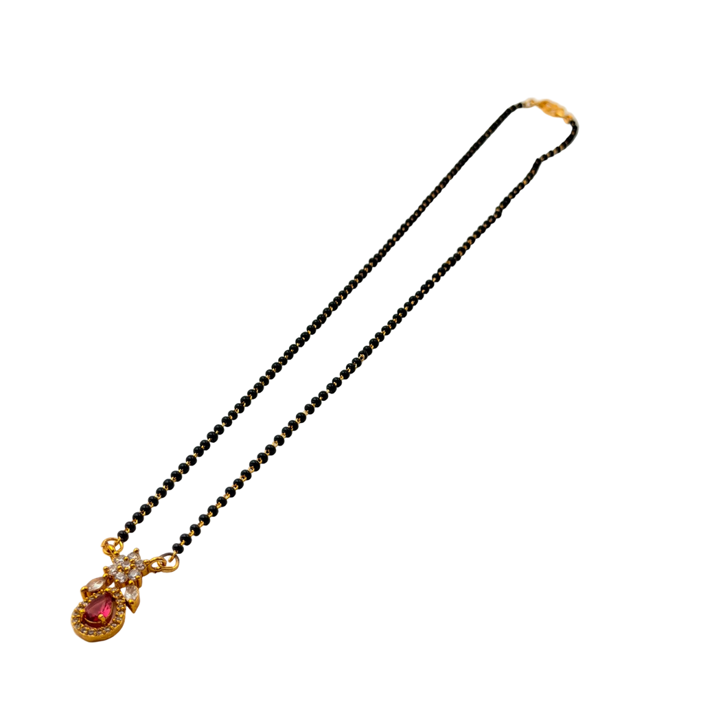 Ruby Teardrop Floral Mangalsutra Necklace