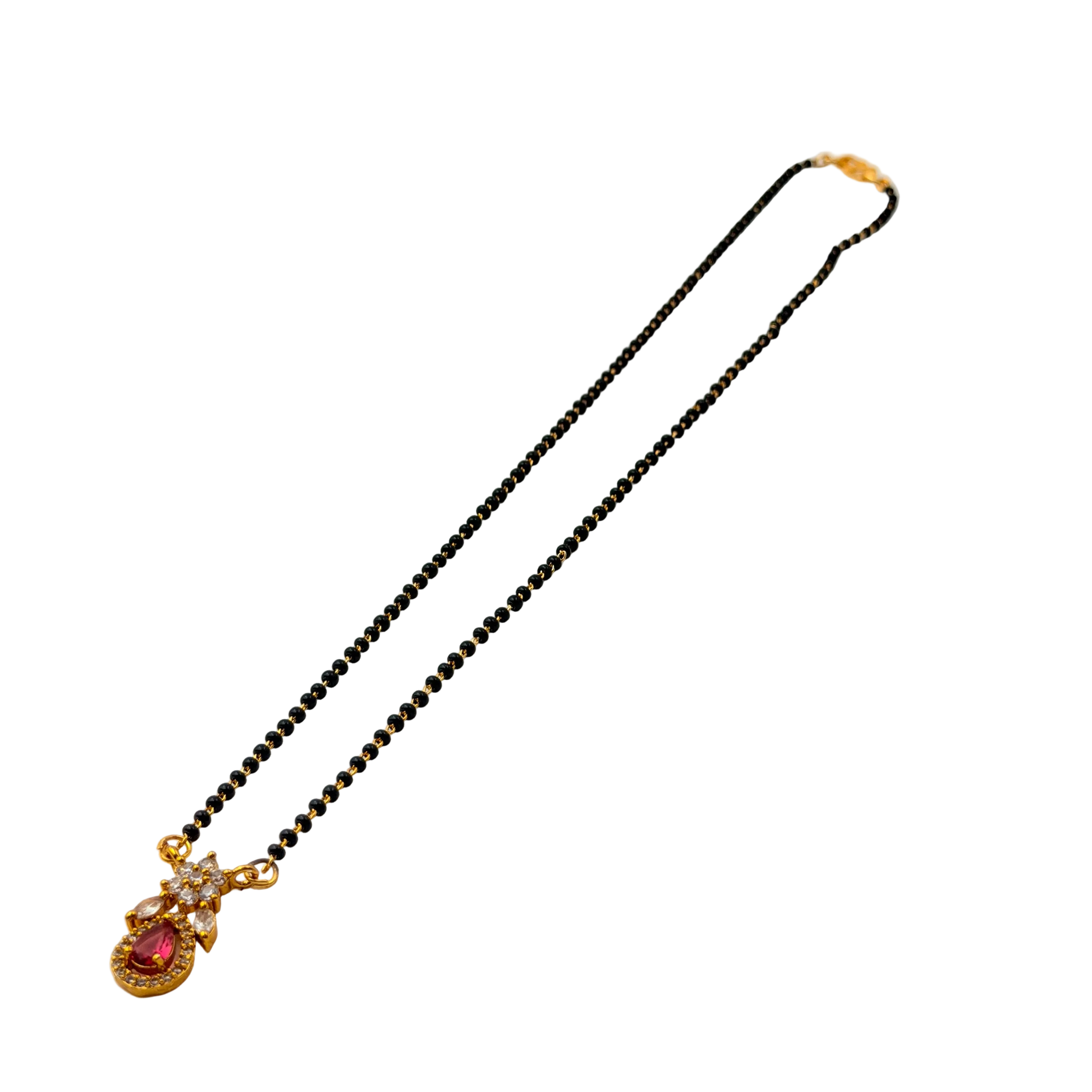 Ruby Teardrop Floral Mangalsutra Necklace