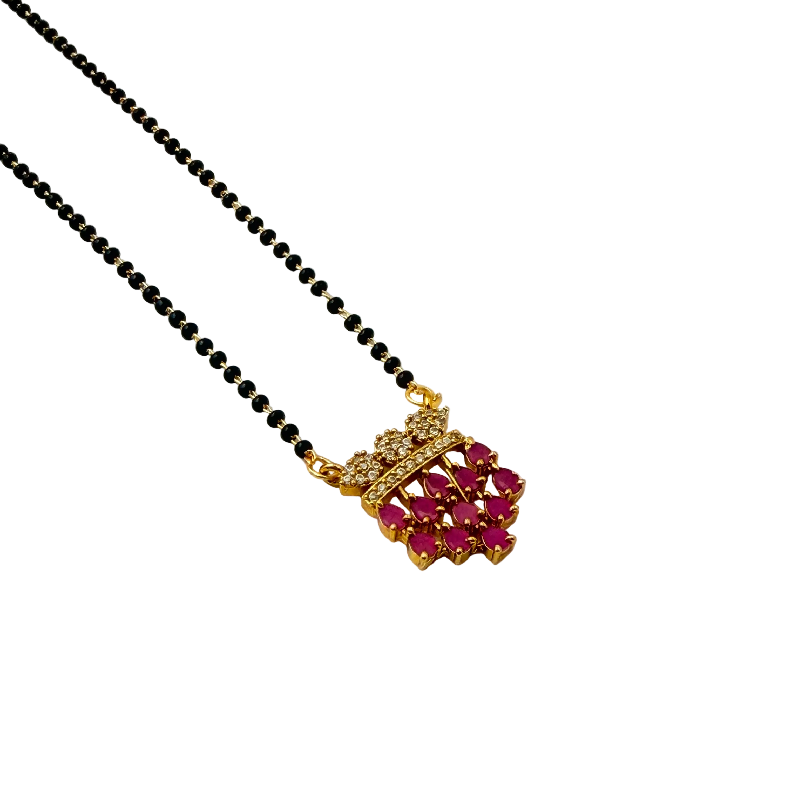 Ruby Cluster Crown Mangalsutra Necklace