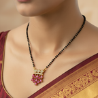 Ruby Cluster Crown Mangalsutra Necklace