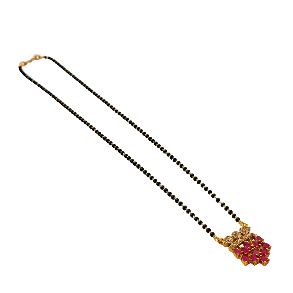 Ruby Cluster Crown Mangalsutra Necklace