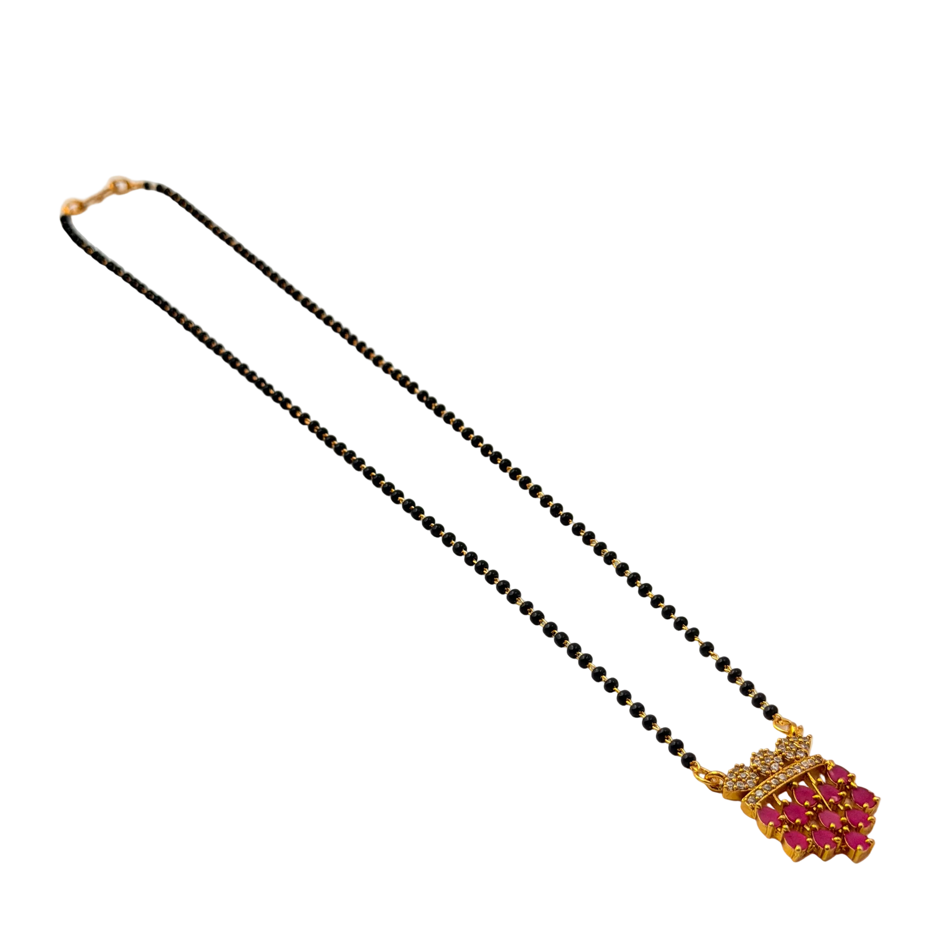 Ruby Cluster Crown Mangalsutra Necklace