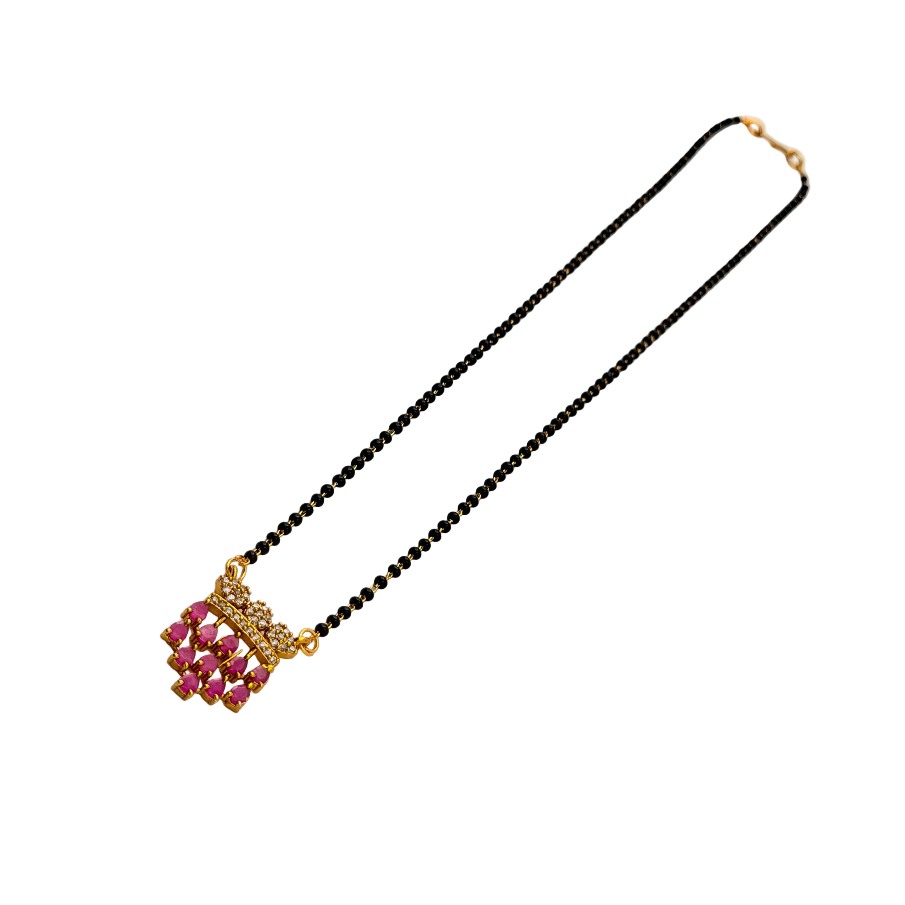 Ruby Cluster Crown Mangalsutra Necklace