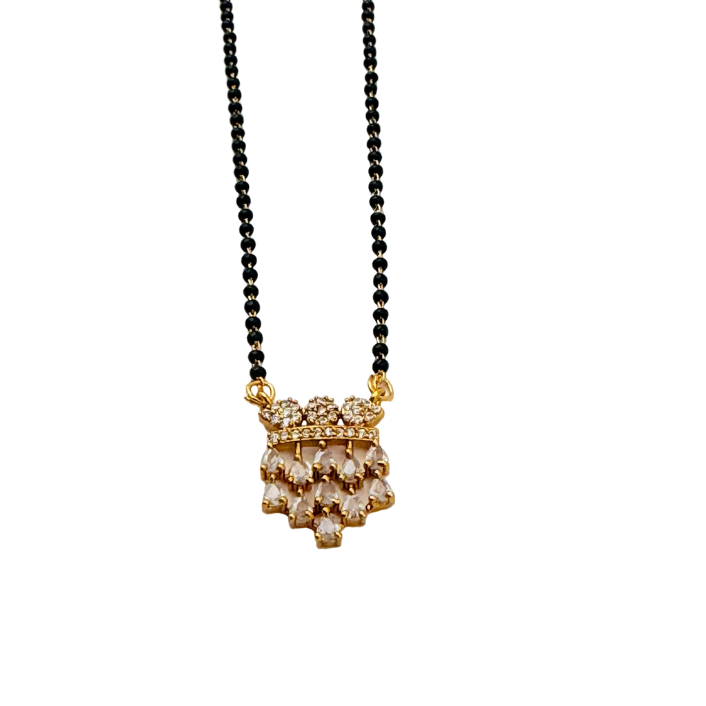 Champagne Crystal Crown Mangalsutra Necklace