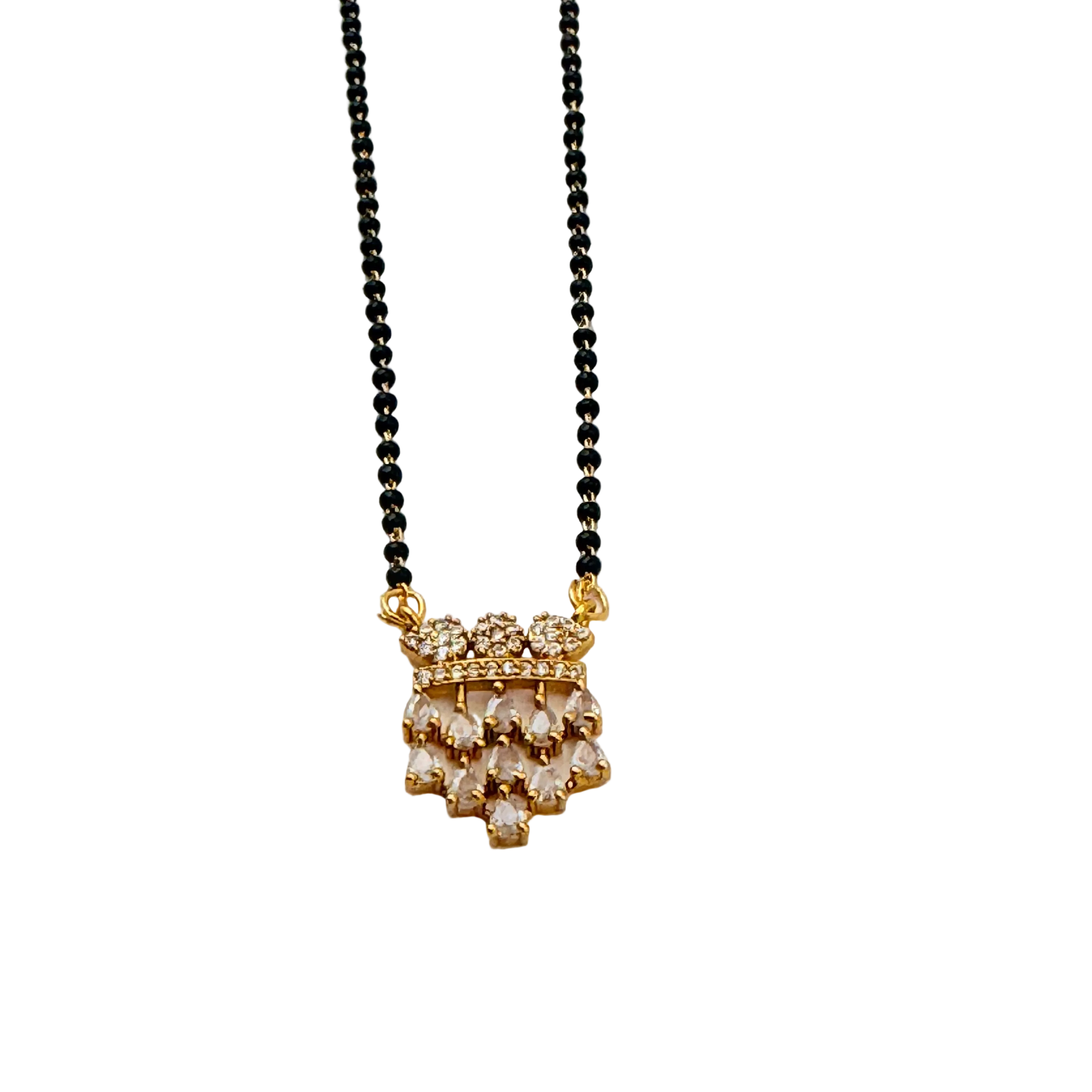 Champagne Crystal Crown Mangalsutra Necklace