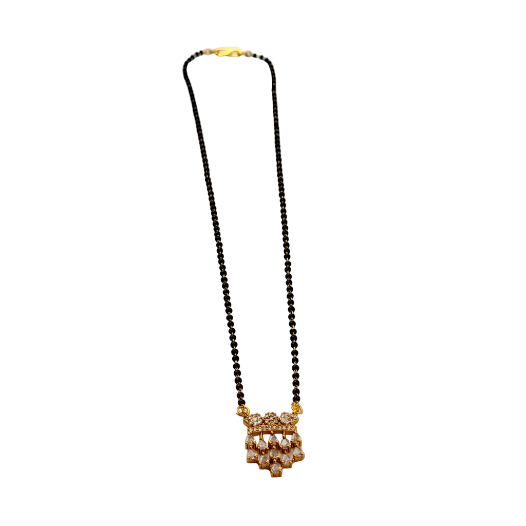 Champagne Crystal Crown Mangalsutra Necklace