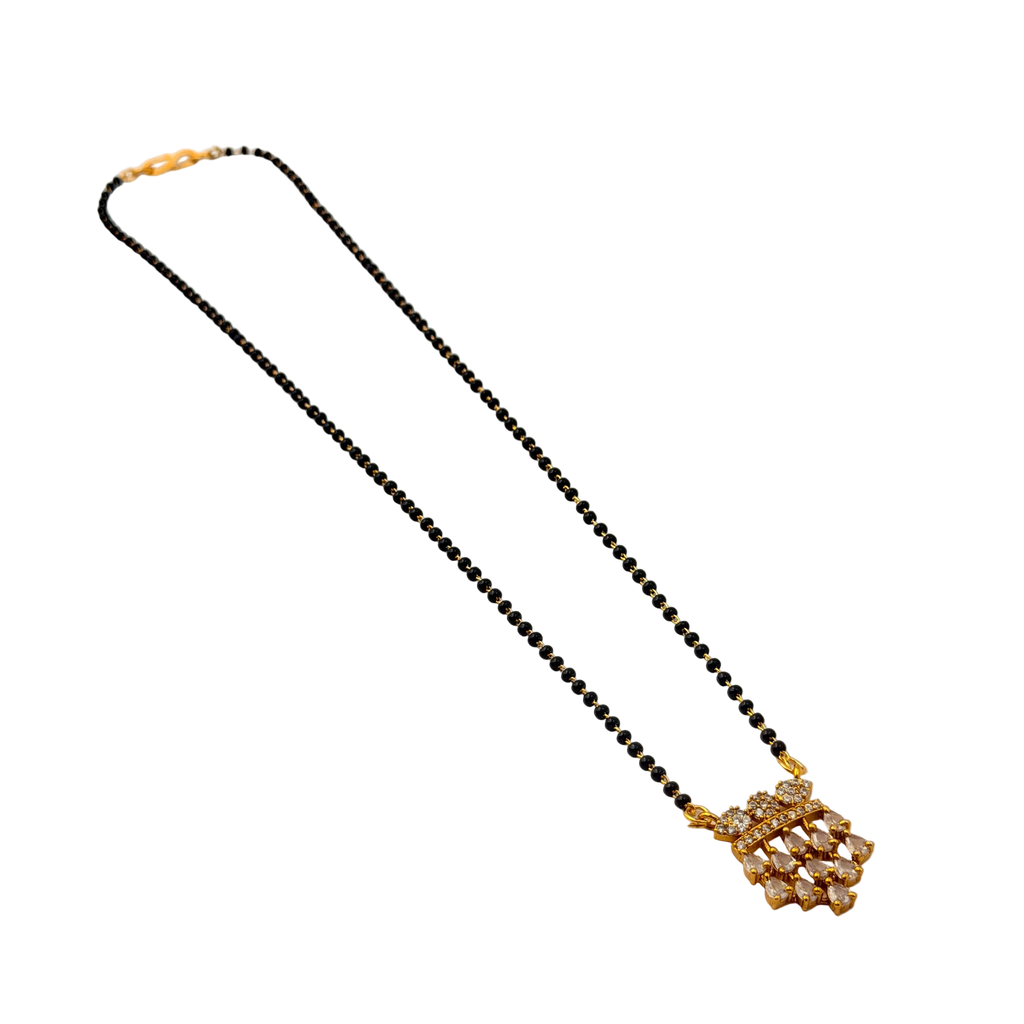 Champagne Crystal Crown Mangalsutra Necklace