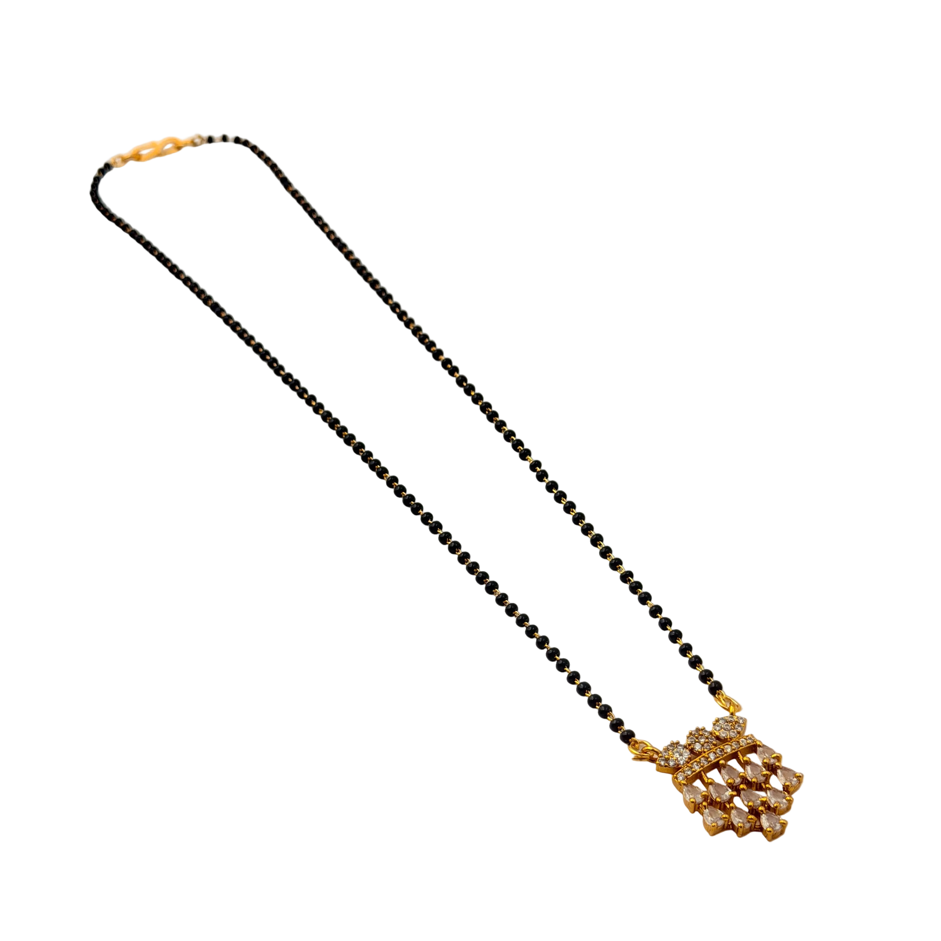 Champagne Crystal Crown Mangalsutra Necklace