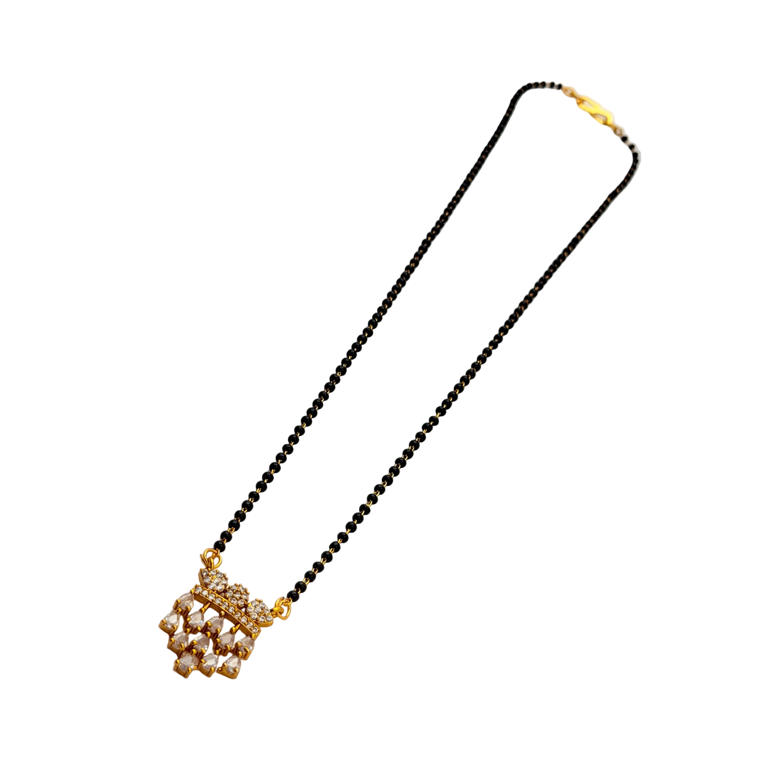 Champagne Crystal Crown Mangalsutra Necklace