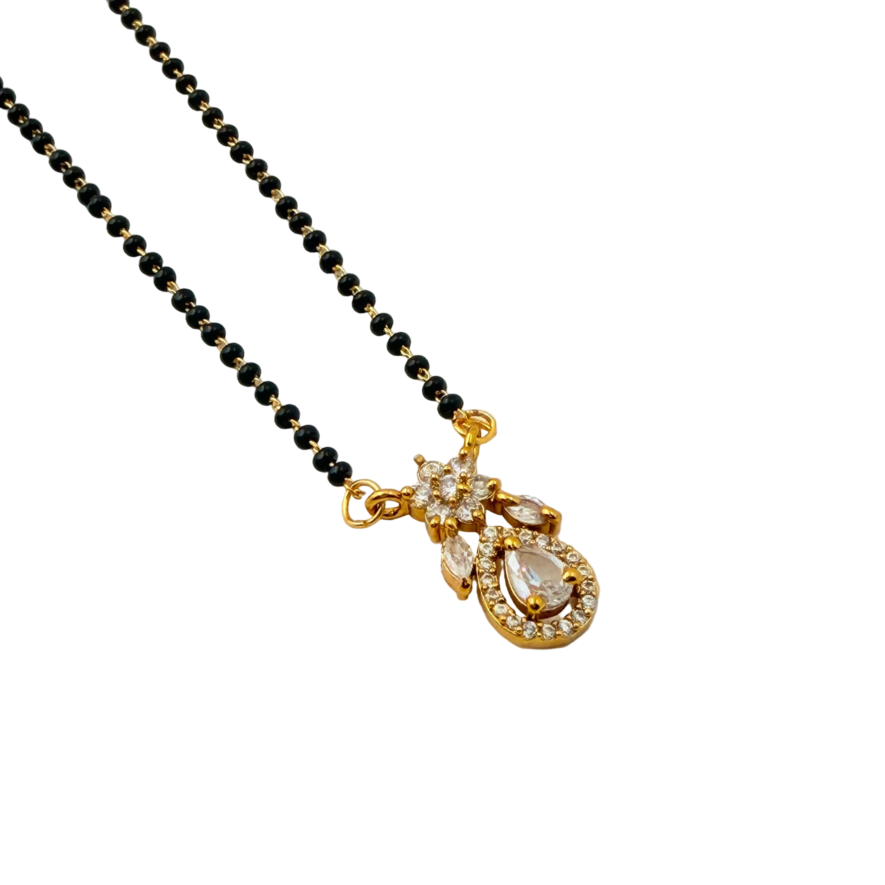 Champagne Teardrop Floral Mangalsutra Necklace