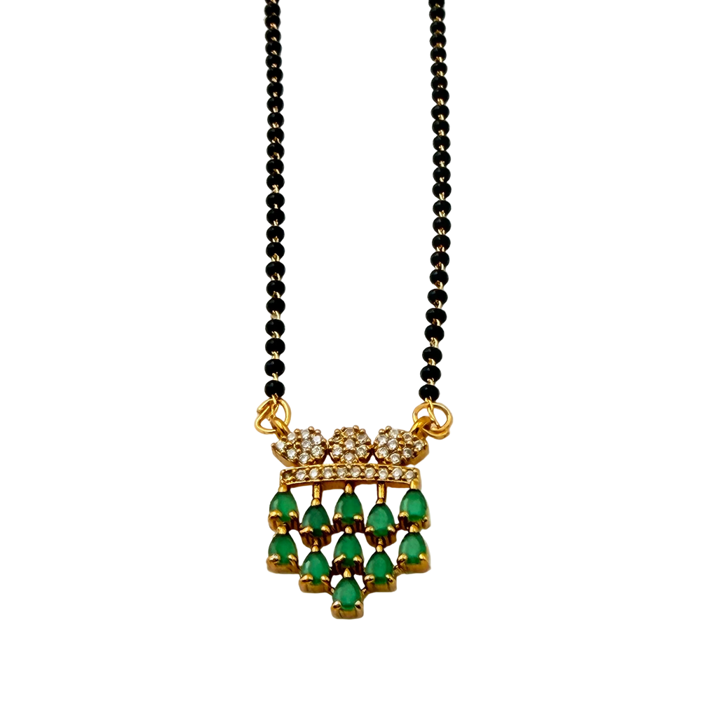 Emerald Drop Crown Mangalsutra Necklace
