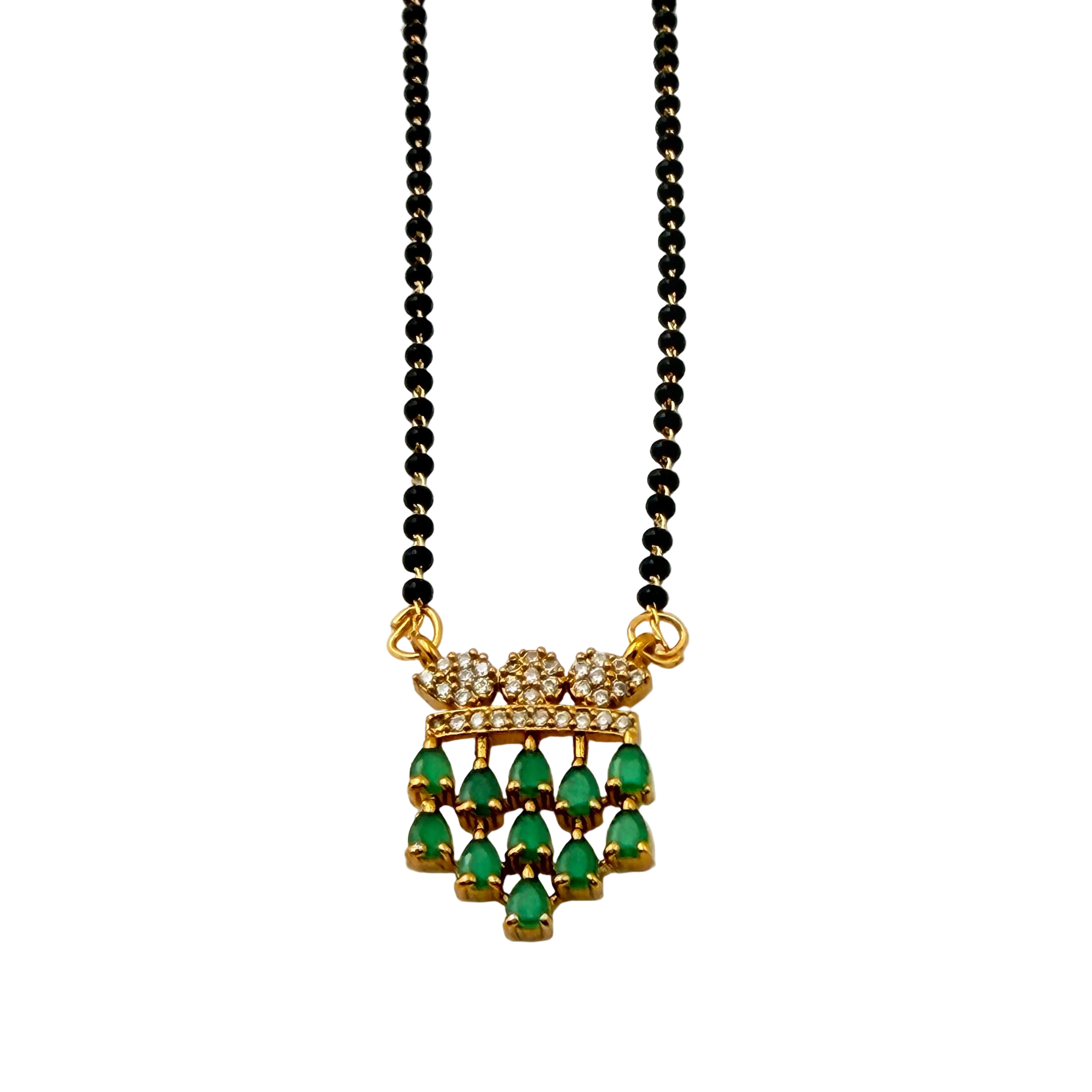 Emerald Drop Crown Mangalsutra Necklace
