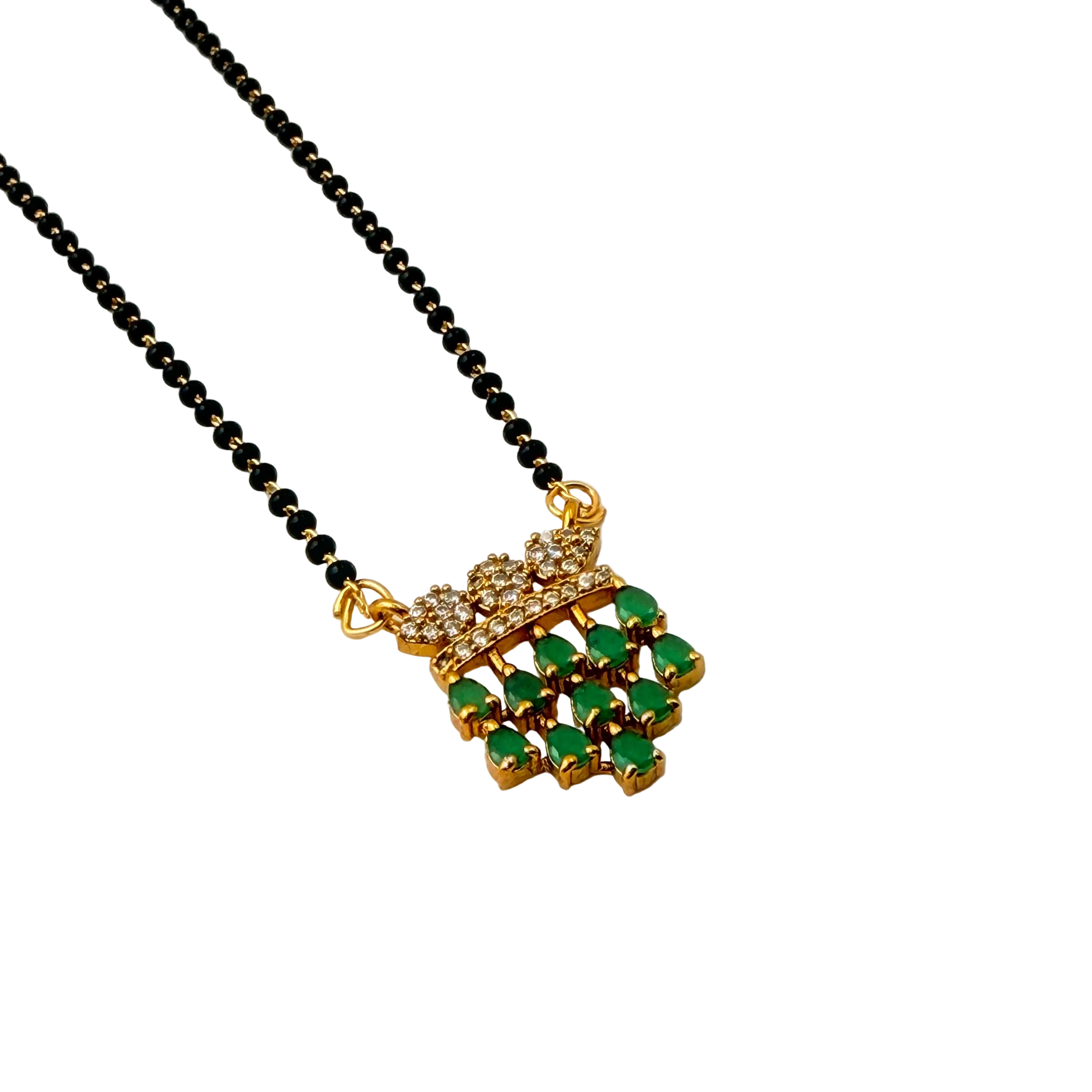 Emerald Drop Crown Mangalsutra Necklace