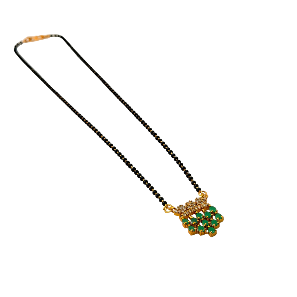 Emerald Drop Crown Mangalsutra Necklace