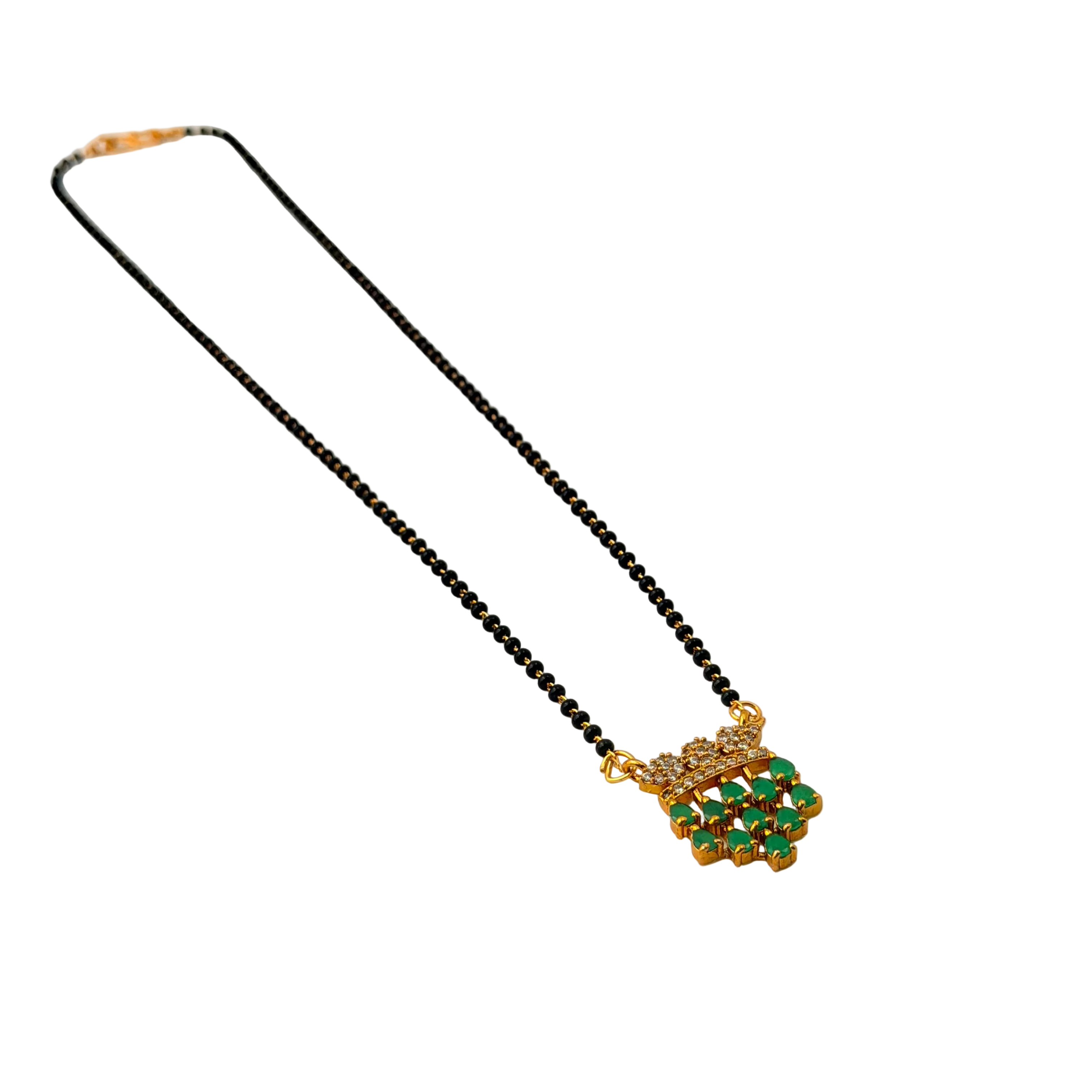 Emerald Drop Crown Mangalsutra Necklace