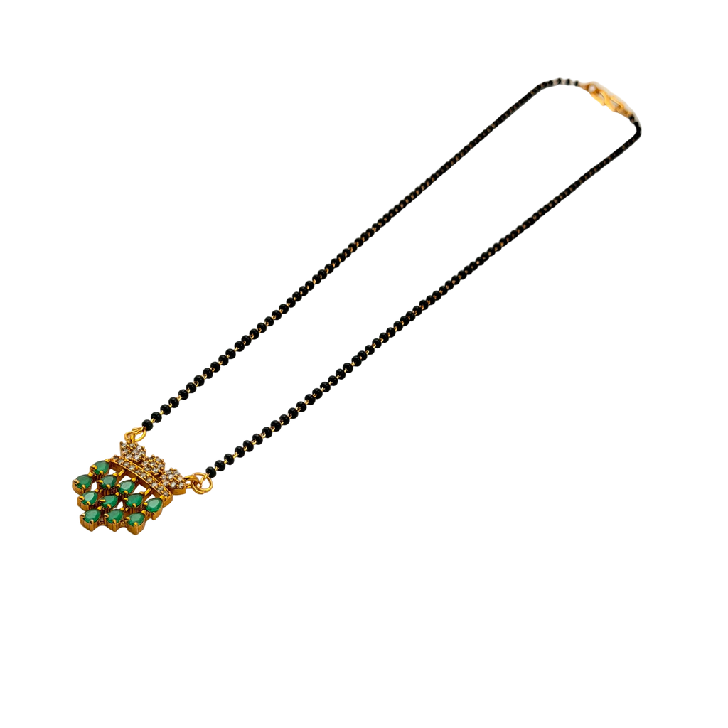 Emerald Drop Crown Mangalsutra Necklace